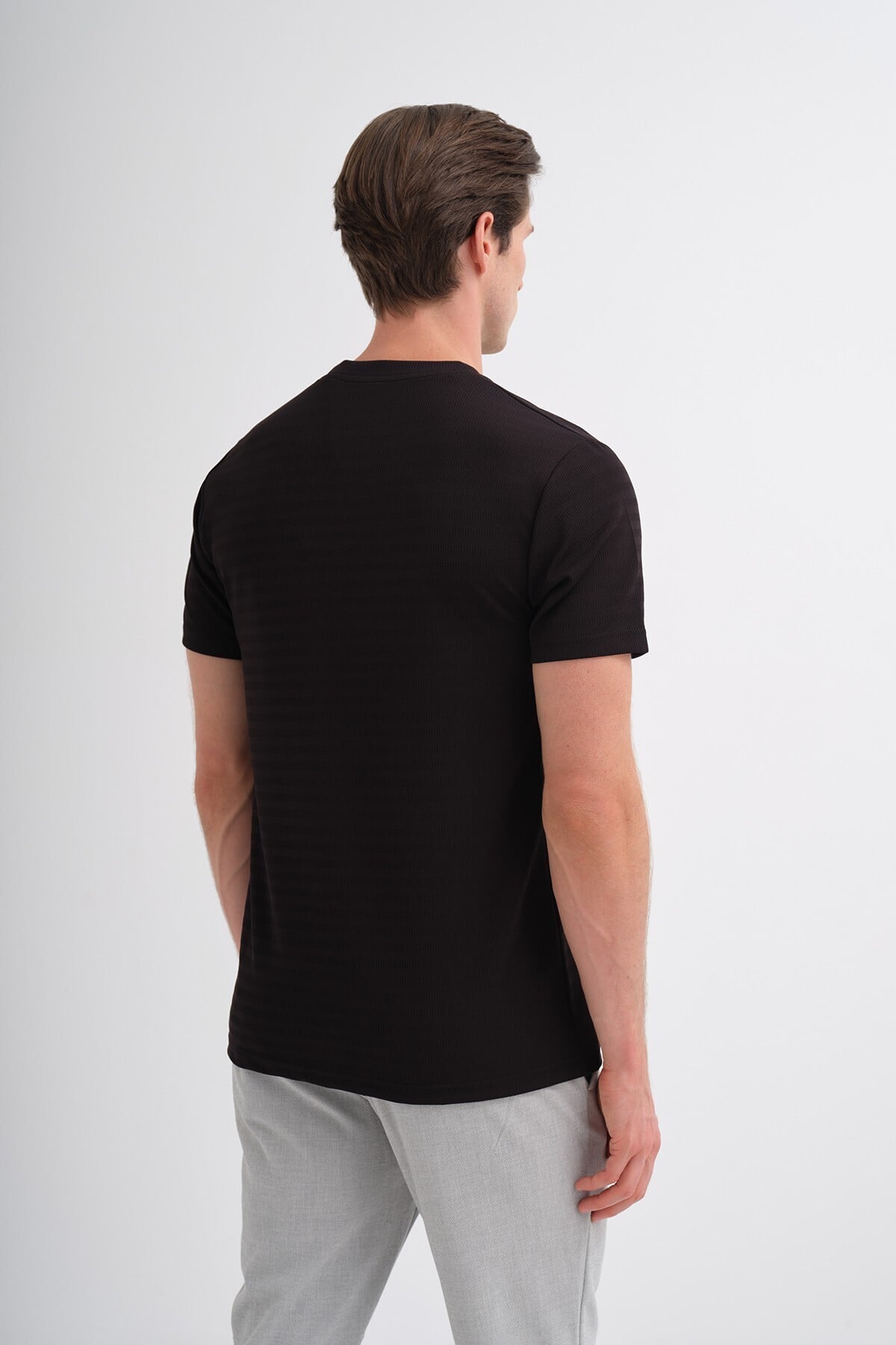Bisiklet Yaka Erkek Siyah T-shirt 40470