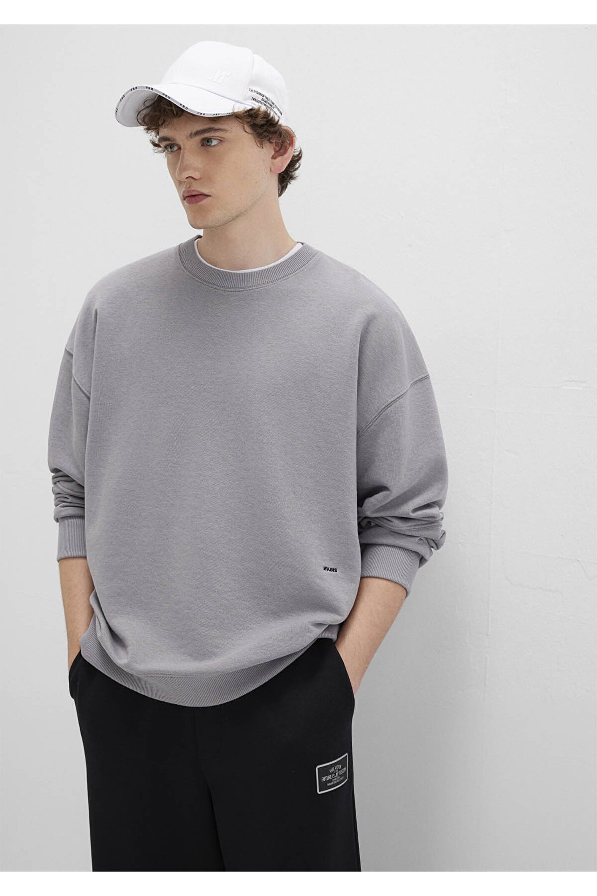 Bisiklet Yaka Gri Erkek Sweatshirt M0S10404-70076