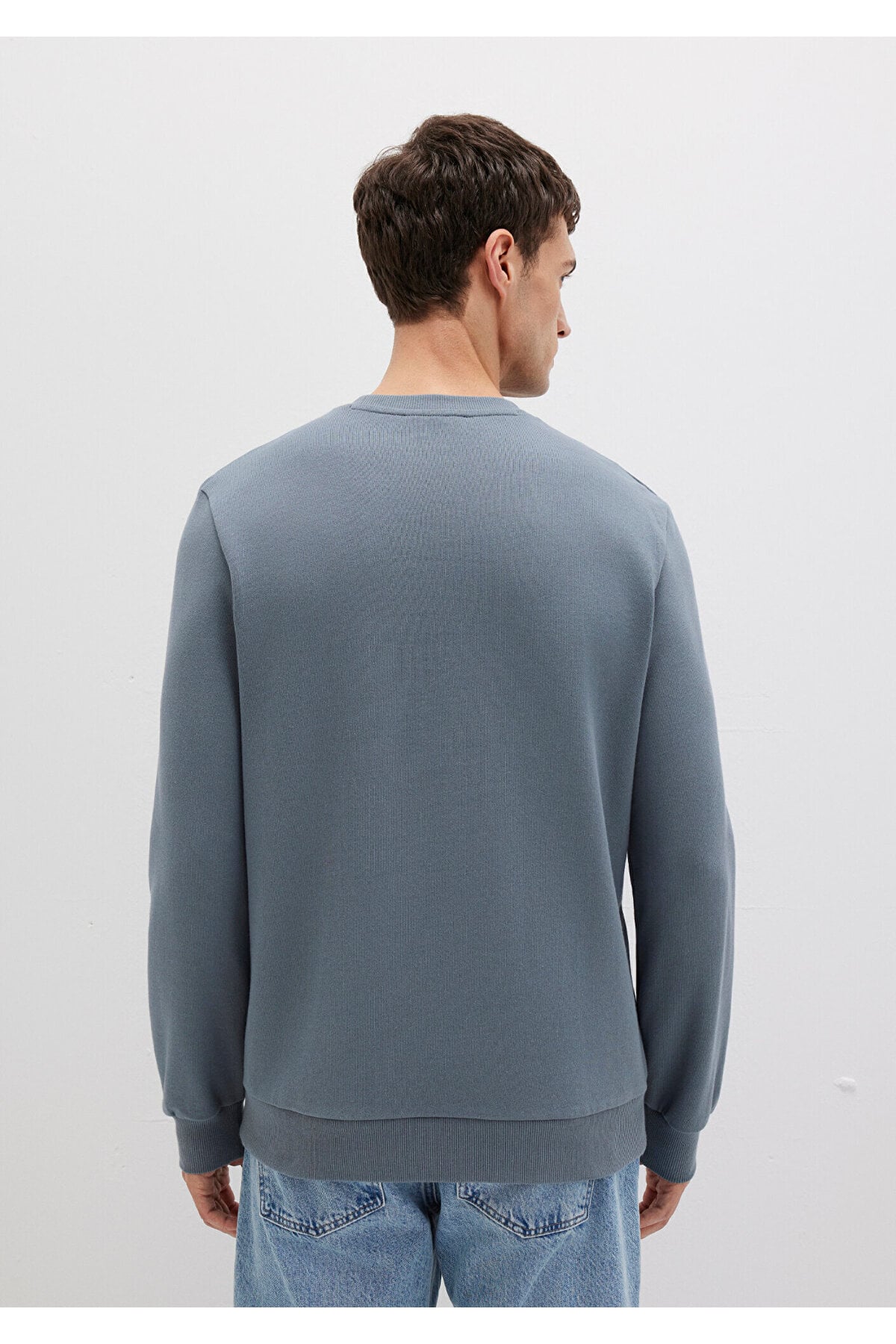 Bisiklet Yaka Gri Sweatshirt 0S10457-80889