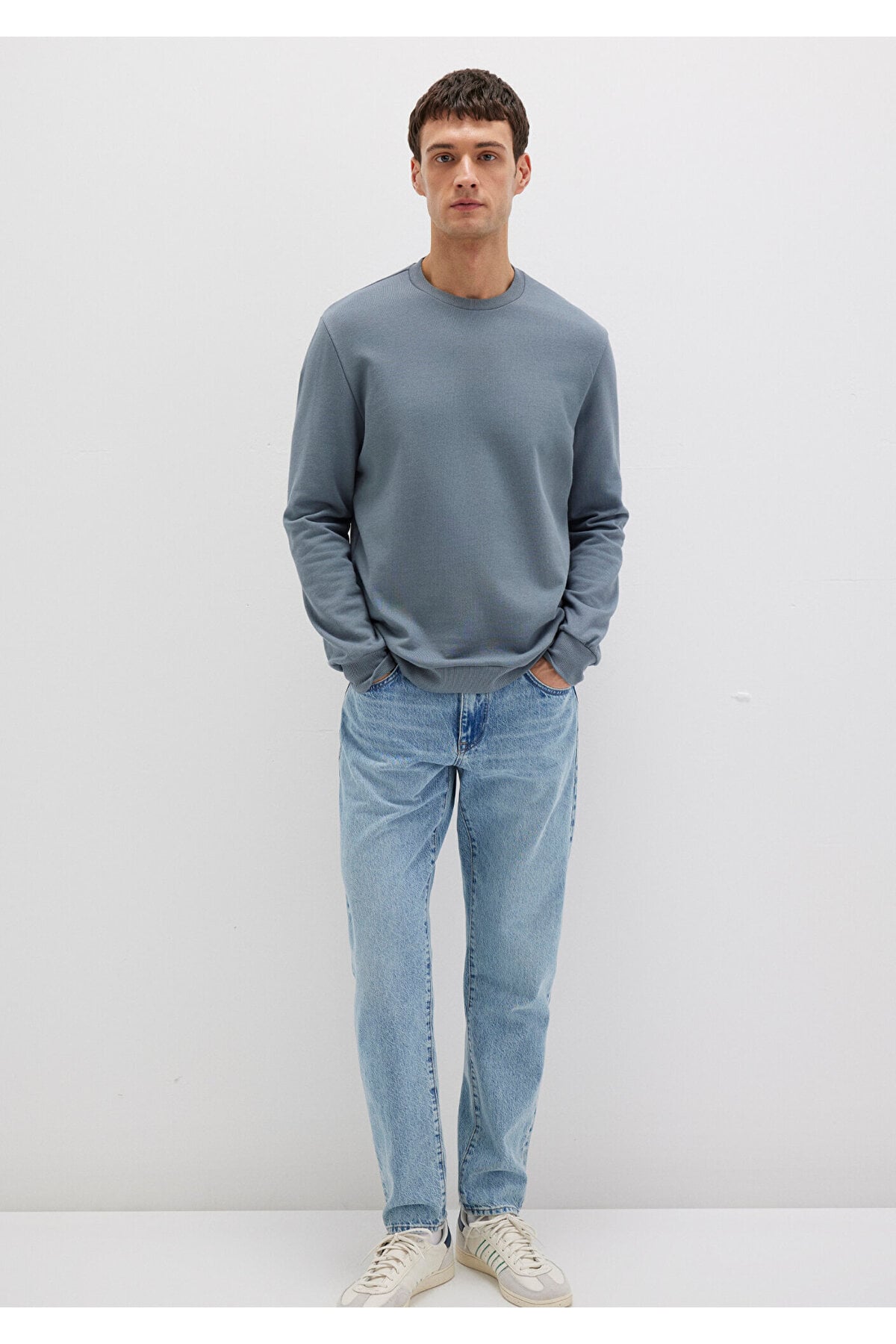 Bisiklet Yaka Gri Sweatshirt 0S10457-80889