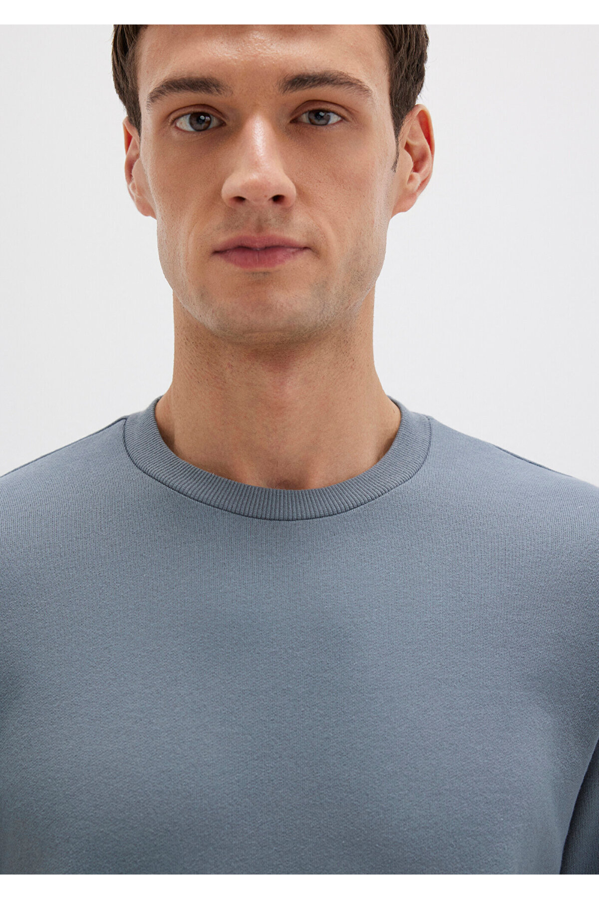 Bisiklet Yaka Gri Sweatshirt 0S10457-80889