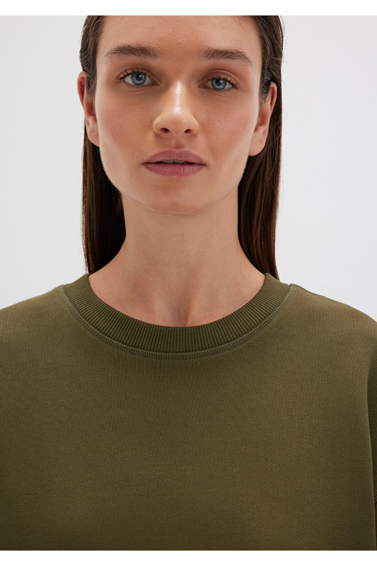 Bisiklet Yaka Haki Sweatshirt 1S10390-71589
