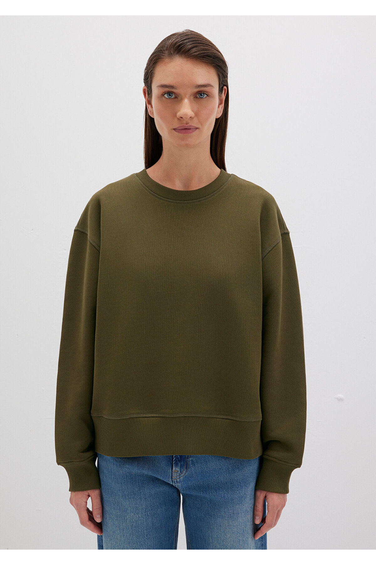 Bisiklet Yaka Haki Sweatshirt 1S10390-71589