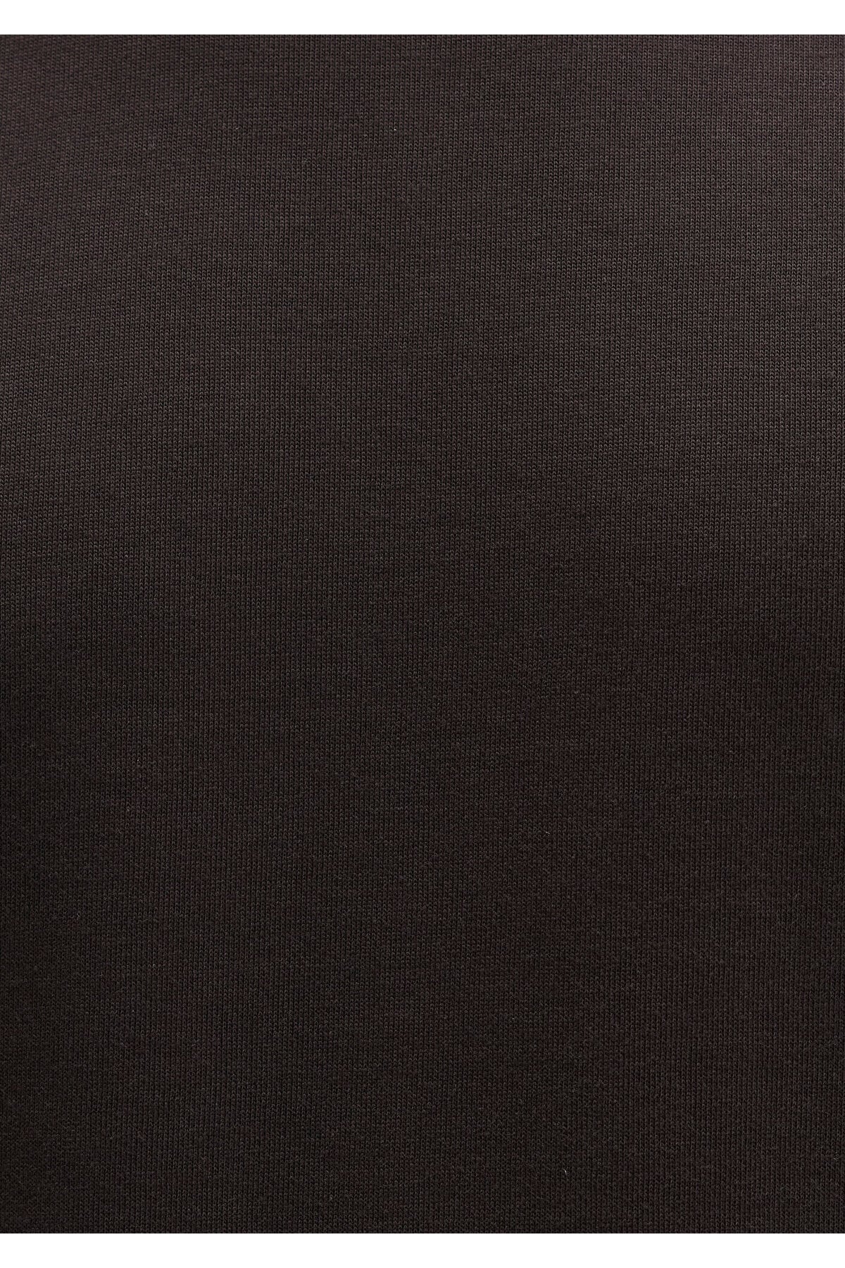 Bisiklet Yaka Kahverengi Basic Tişört Loose Fit / Bol Rahat Kesim 0611596-70219