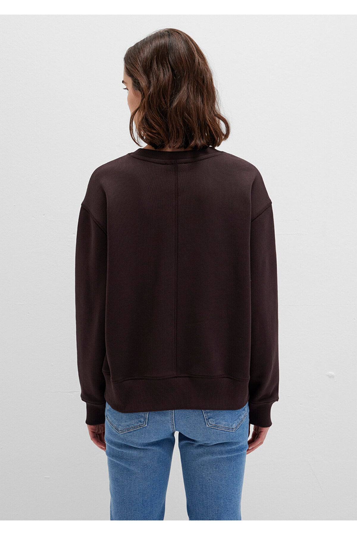 Bisiklet Yaka Kahverengi Sweatshirt 1S10390-70240