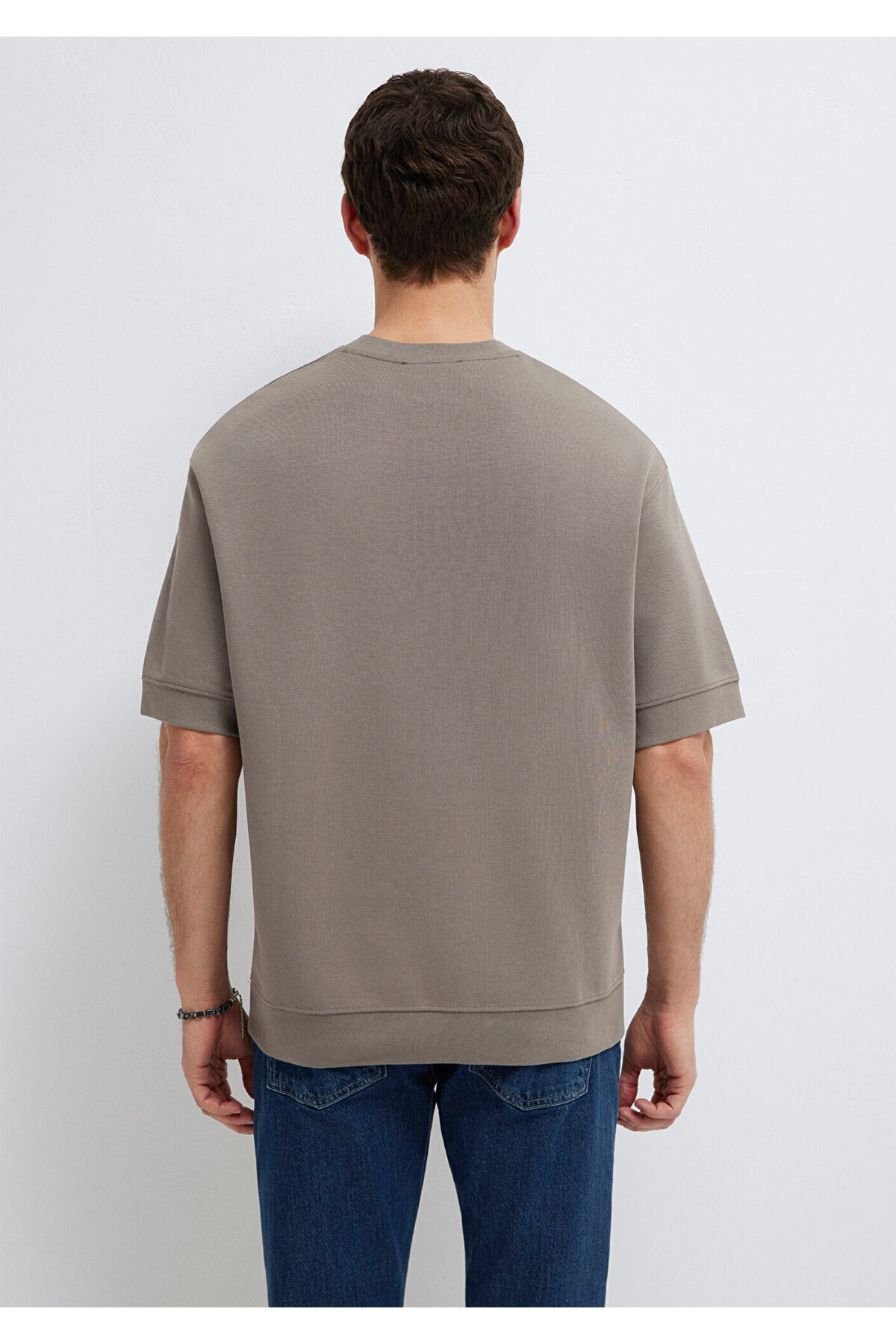 Bisiklet Yaka Kahverengi Tişört Loose Fit / Bol Rahat Kesim 0611614-87875