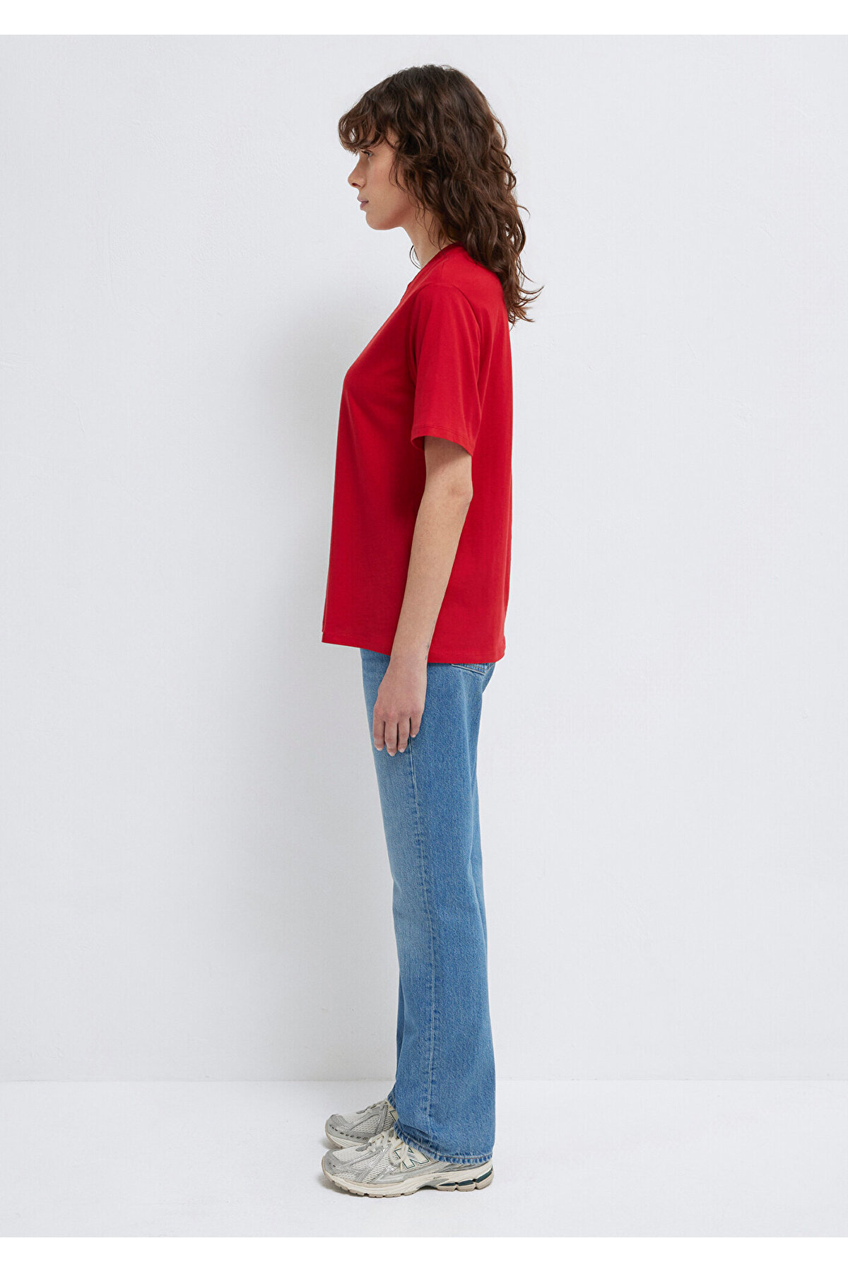 Bisiklet Yaka Kırmızı Basic Tişört Regular Fit / Normal Kesim 1600955-86417