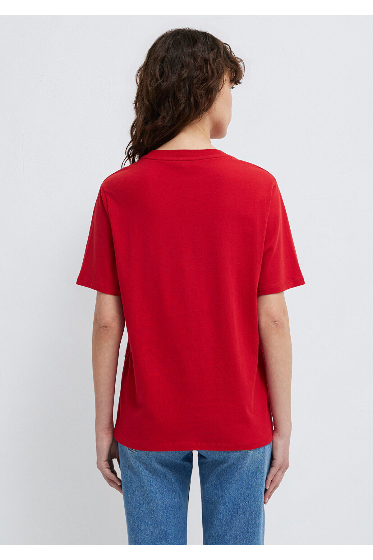 Bisiklet Yaka Kırmızı Basic Tişört Regular Fit / Normal Kesim 1600955-86417