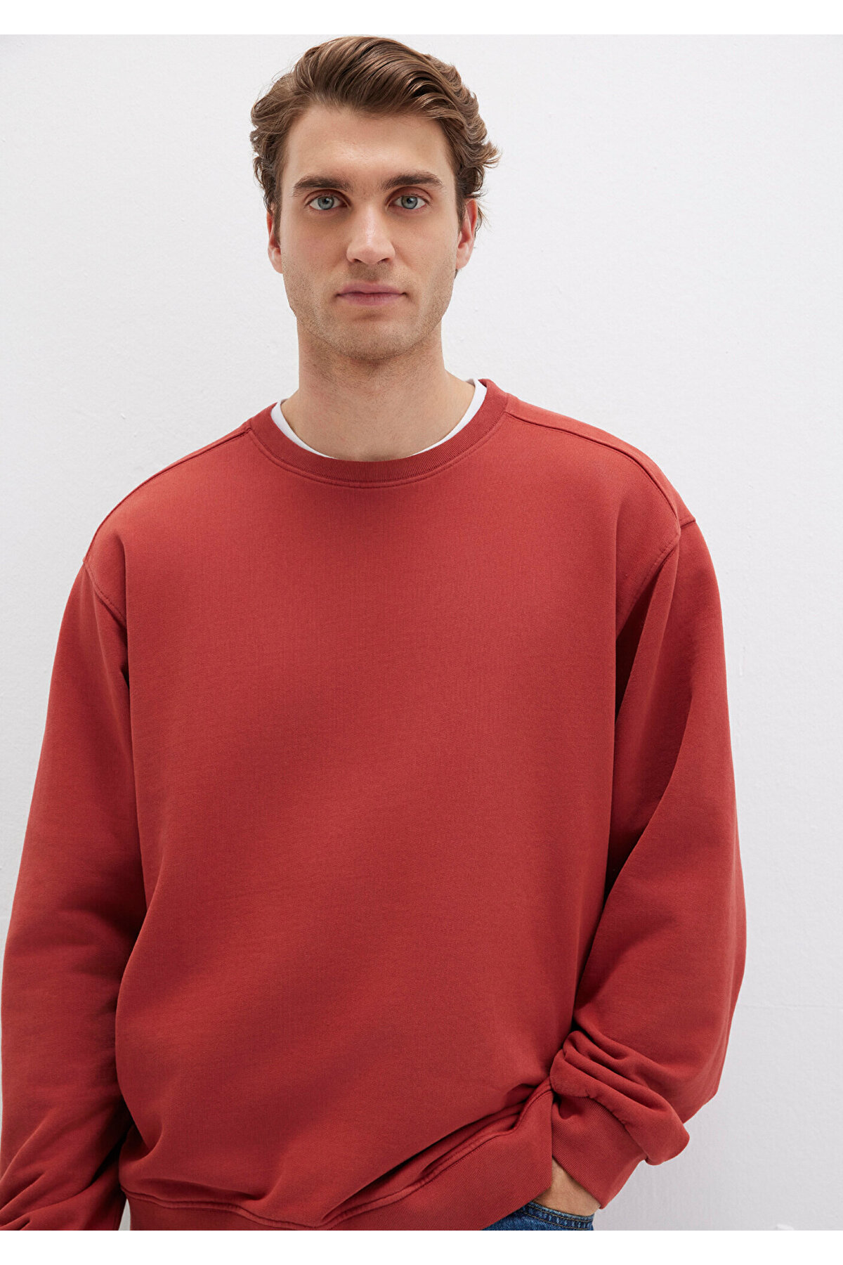 Bisiklet Yaka Kırmızı Sweatshirt 0S10482-70457