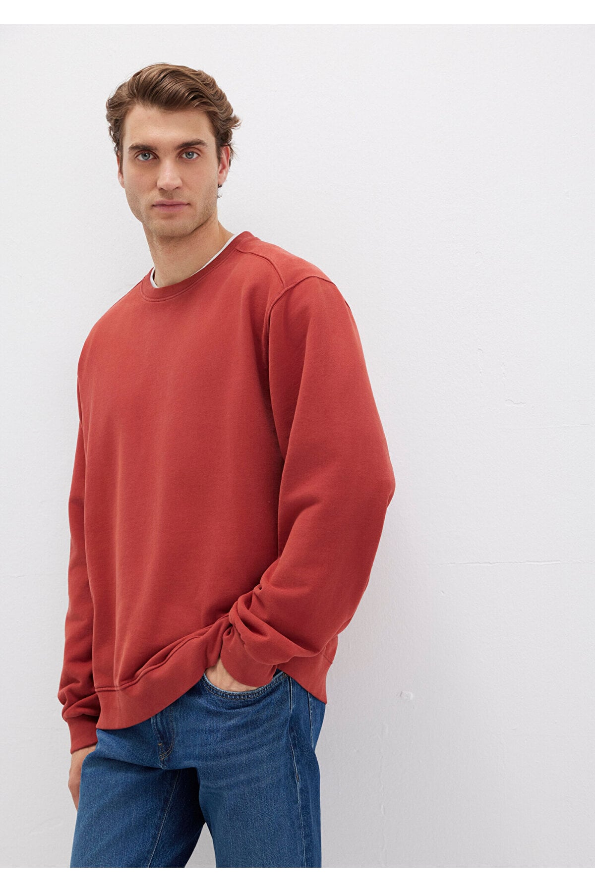 Bisiklet Yaka Kırmızı Sweatshirt 0S10482-70457