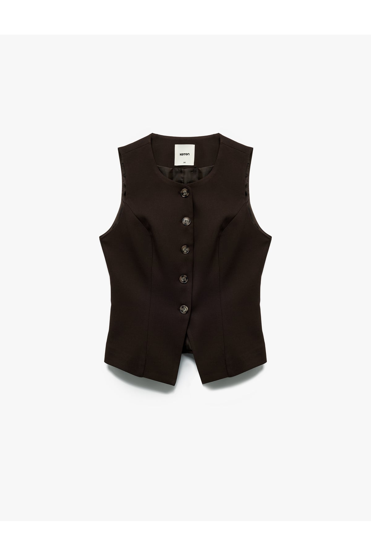 Bisiklet Yaka Kolsuz Düğmeli Blazer Yelek