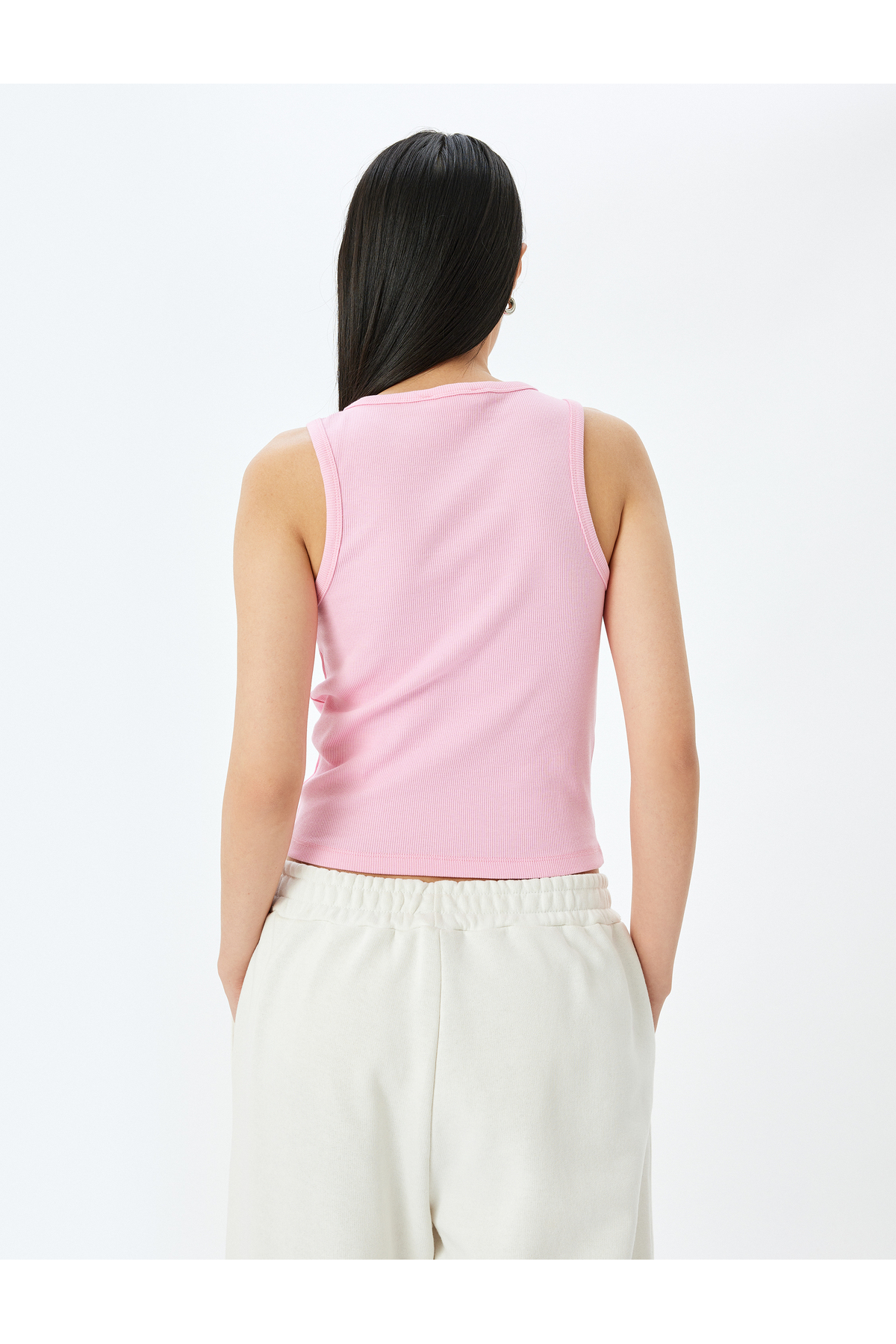 Bisiklet Yaka Kolsuz Slim Fit Basic Kadın Atlet