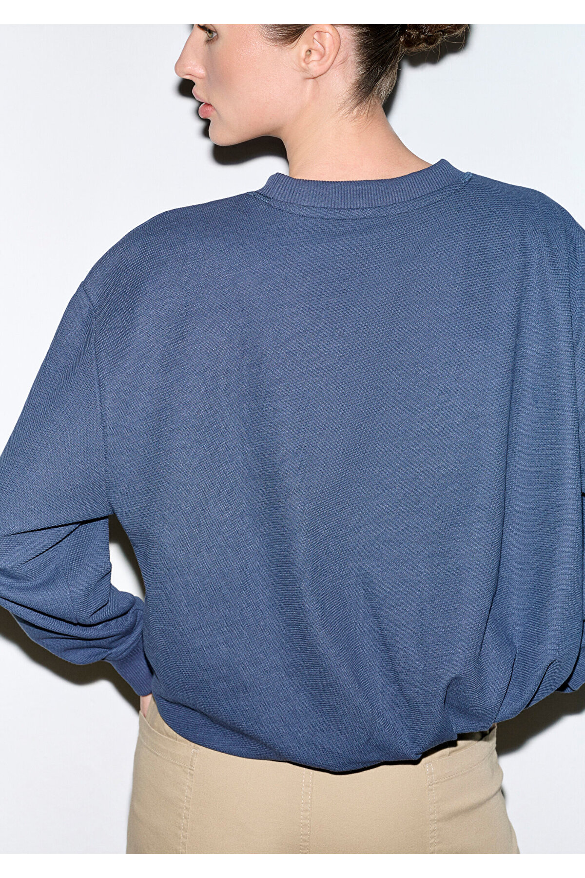 Bisiklet Yaka Lacivert Sweatshirt 1S10508-70487