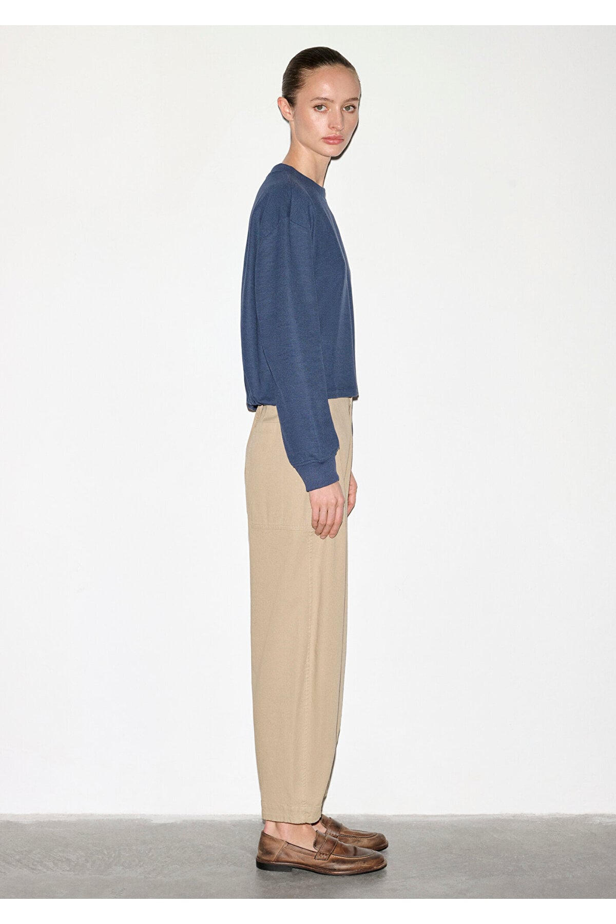 Bisiklet Yaka Lacivert Sweatshirt 1S10508-70487