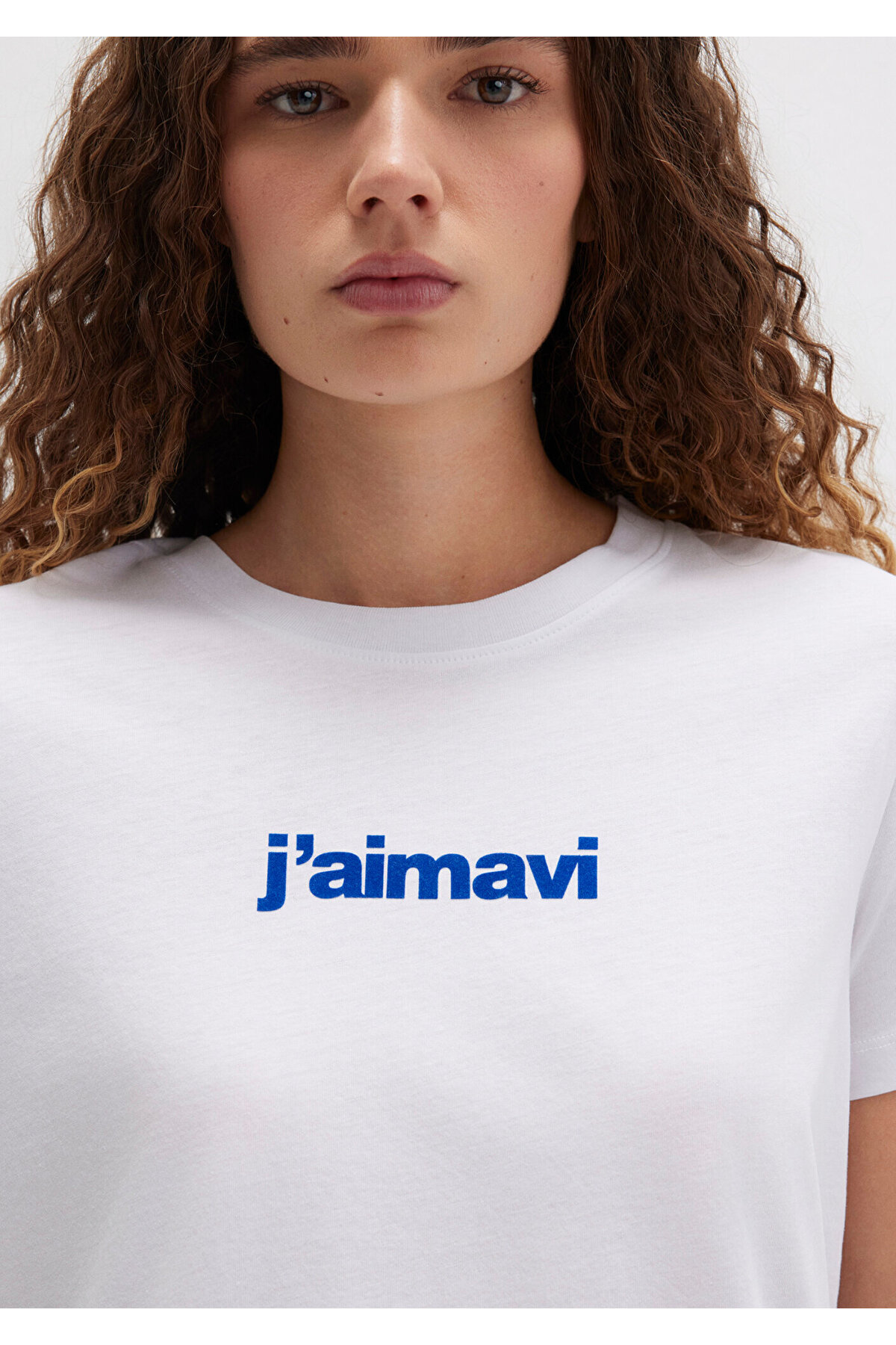 Bısıklet Yaka Logo Beyaz Kadın T-Shirt M1612242-620