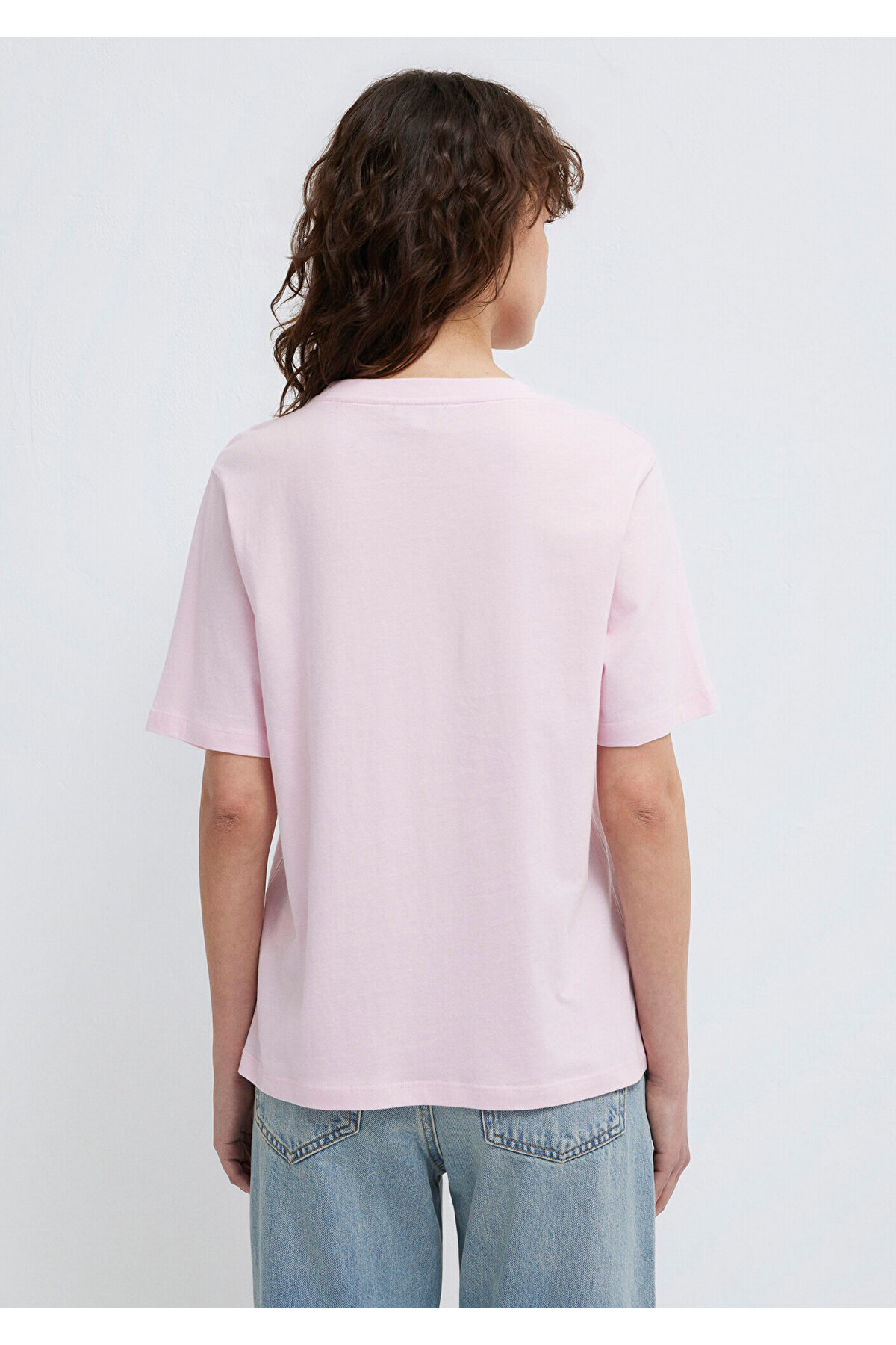 Bisiklet Yaka Pembe Basic Tişört Regular Fit / Normal Kesim 1600955-89200