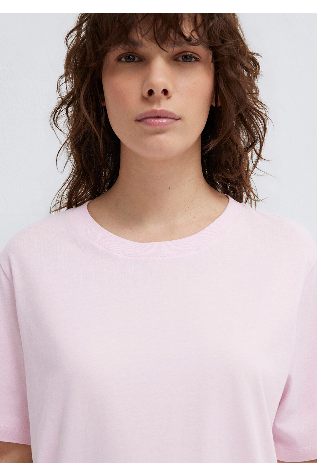 Bisiklet Yaka Pembe Basic Tişört Regular Fit / Normal Kesim 1600955-89200