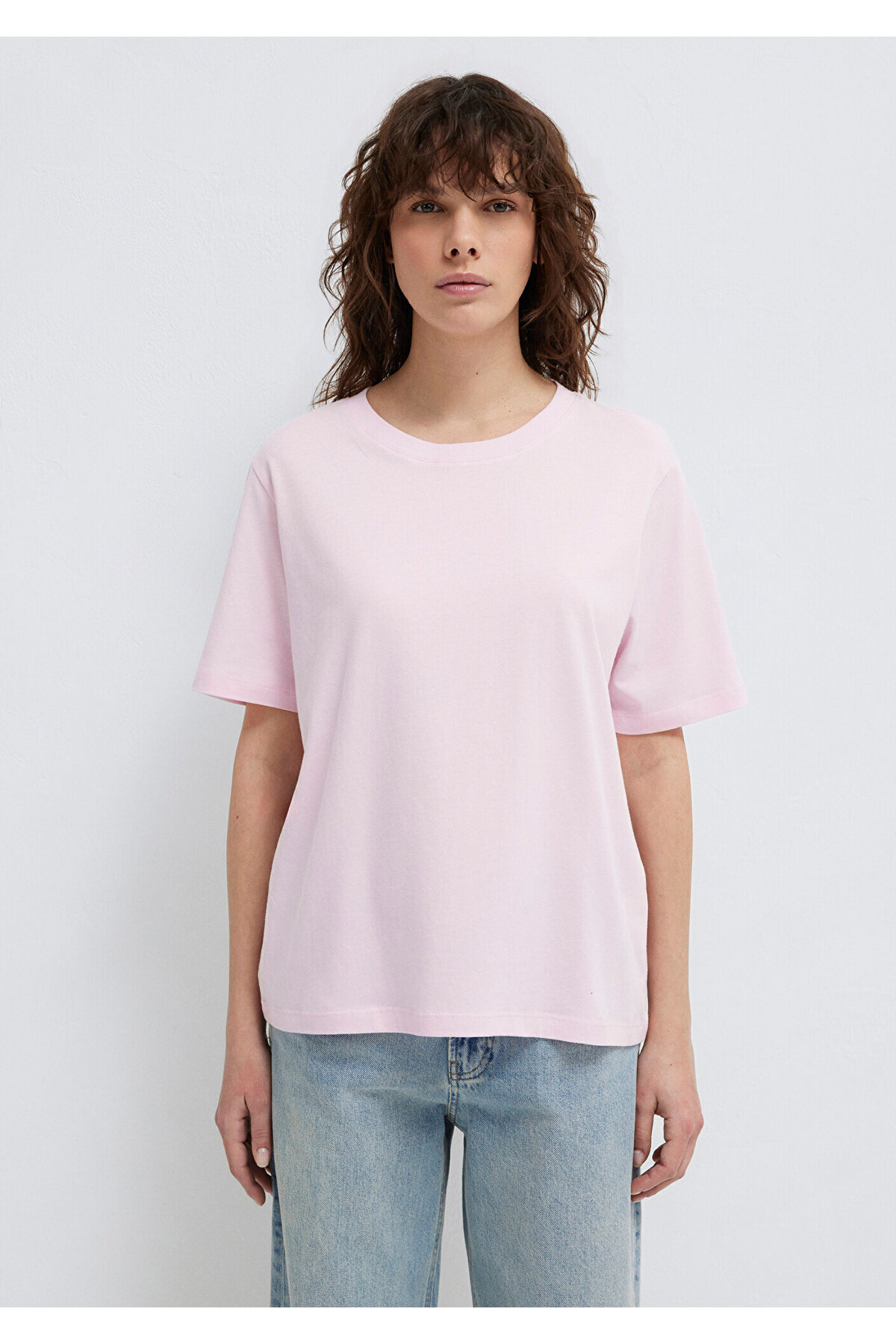 Bisiklet Yaka Pembe Basic Tişört Regular Fit / Normal Kesim 1600955-89200