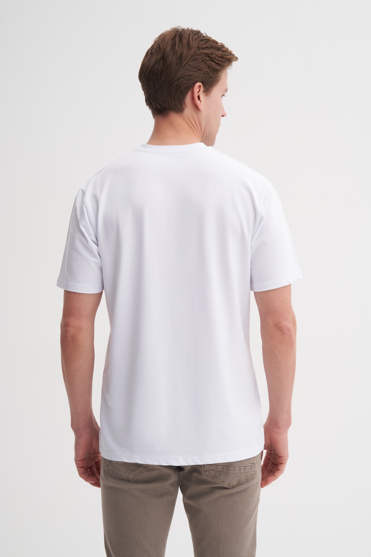 Bisiklet Yaka Regular Fit Rahat Likralı Düz Tişört 41420