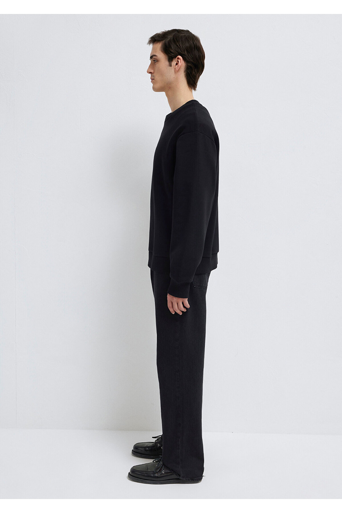 Bisiklet Yaka Siyah Basic Sweatshirt 0S10276-900