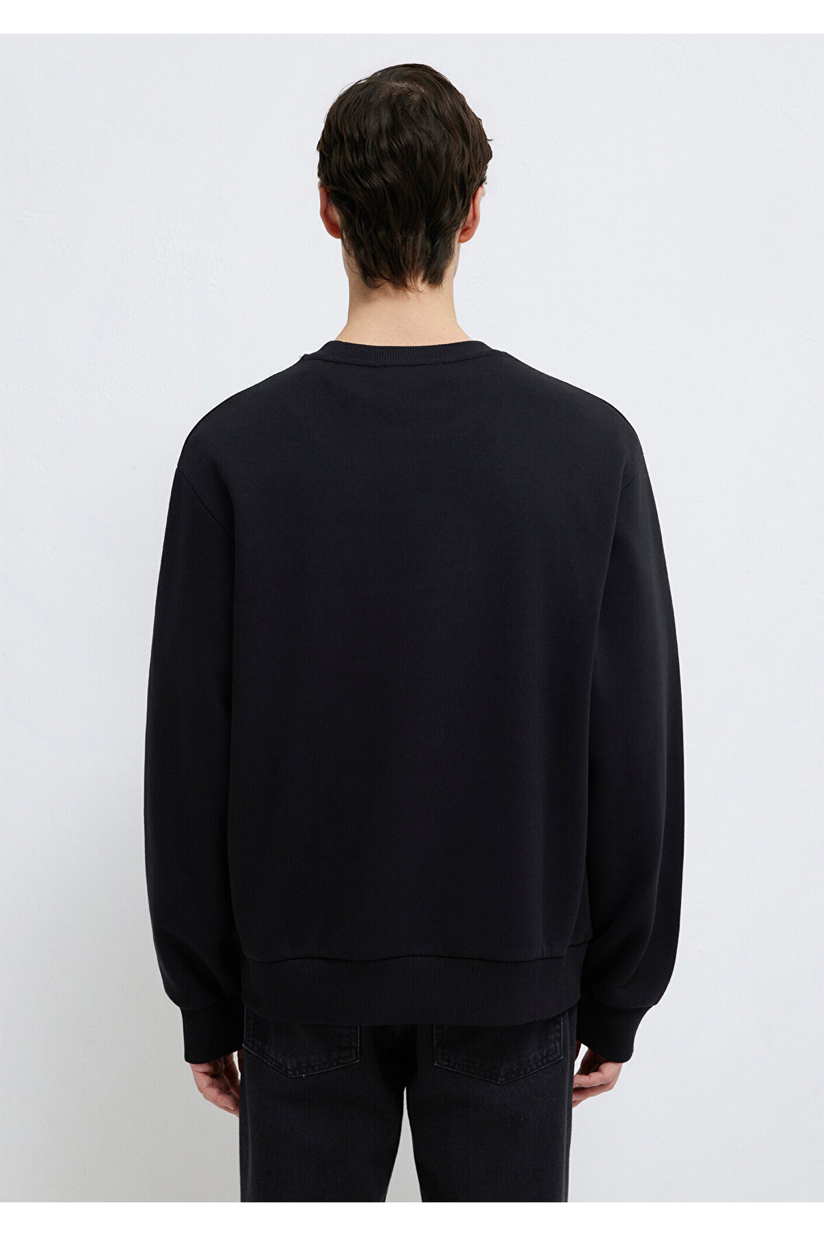 Bisiklet Yaka Siyah Basic Sweatshirt 0S10276-900