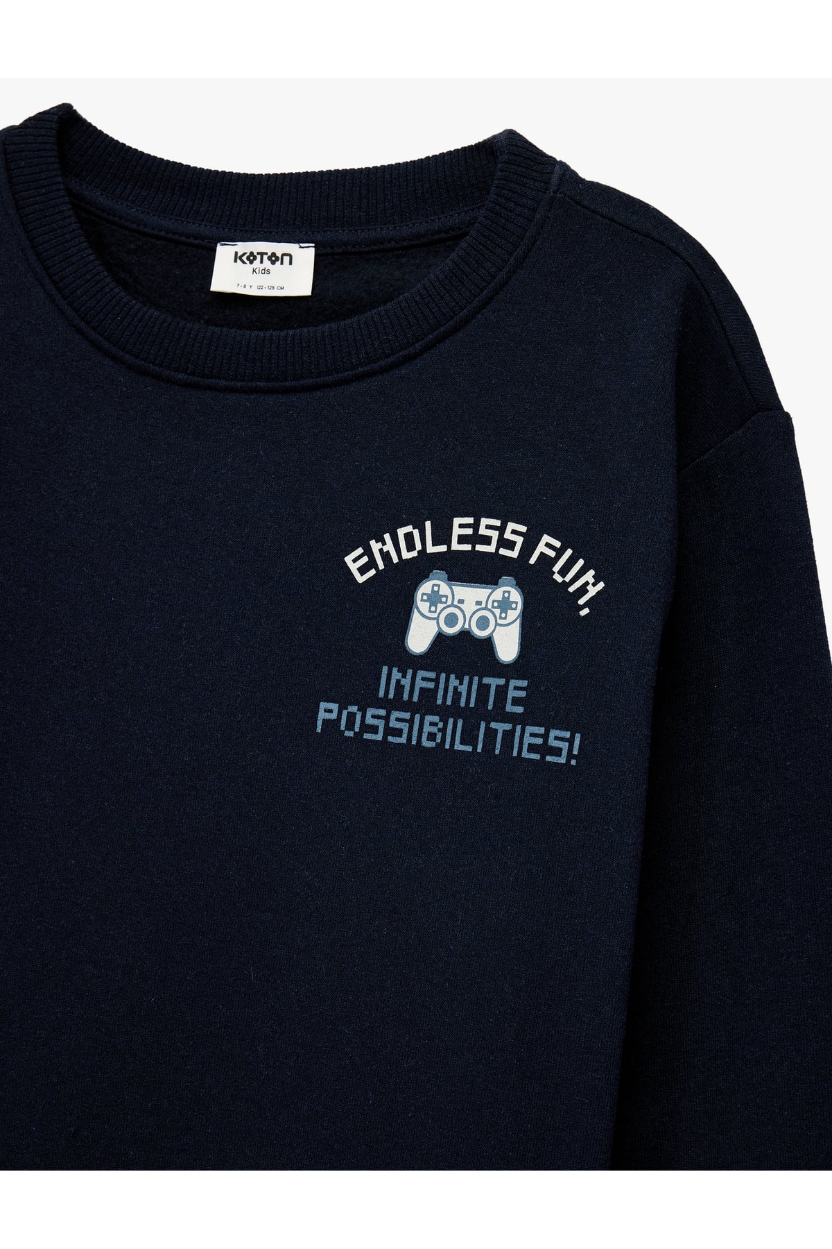 Bisiklet Yaka Uzun Kollu Baskılı Şardonlu Sweatshirt