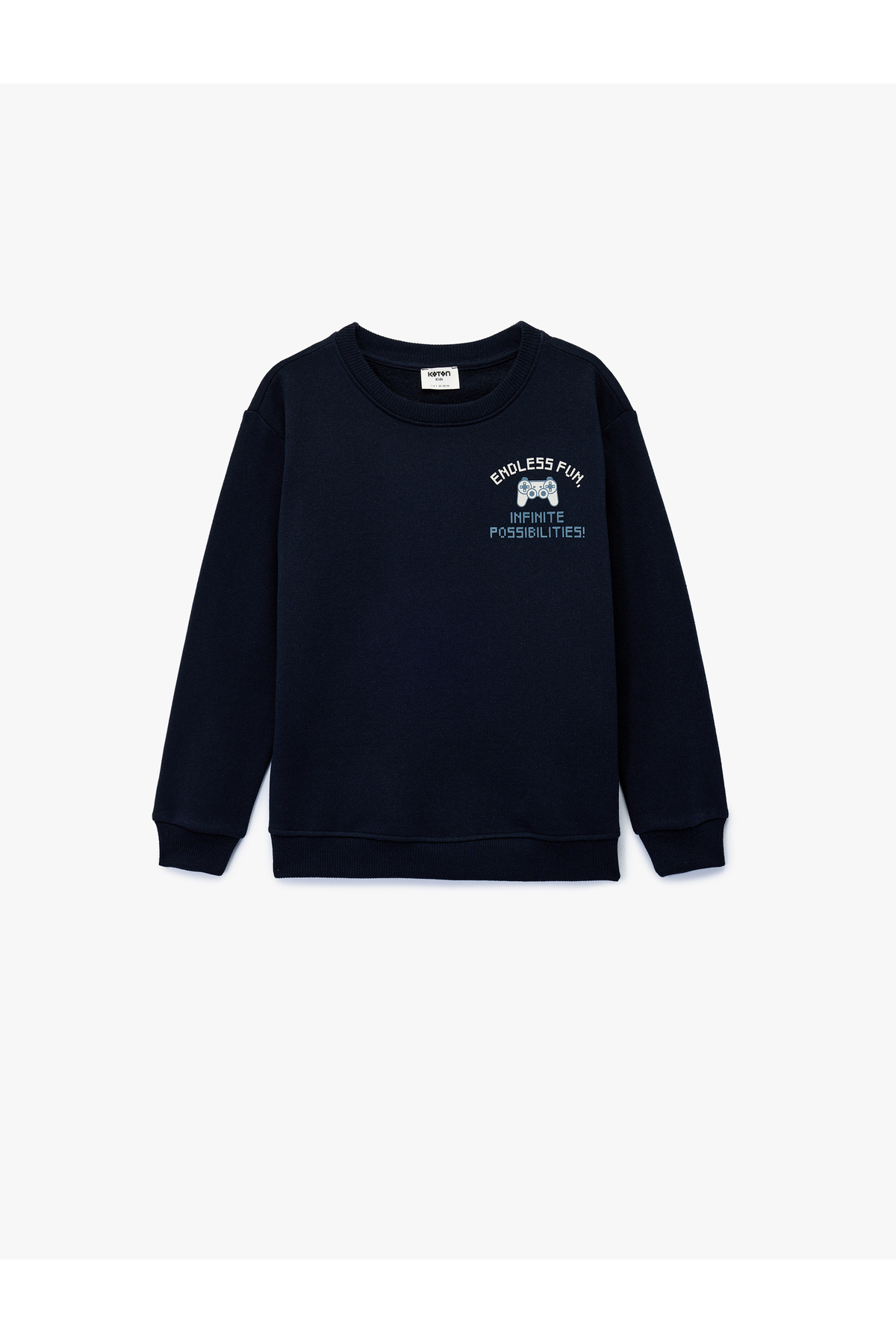 Bisiklet Yaka Uzun Kollu Baskılı Şardonlu Sweatshirt