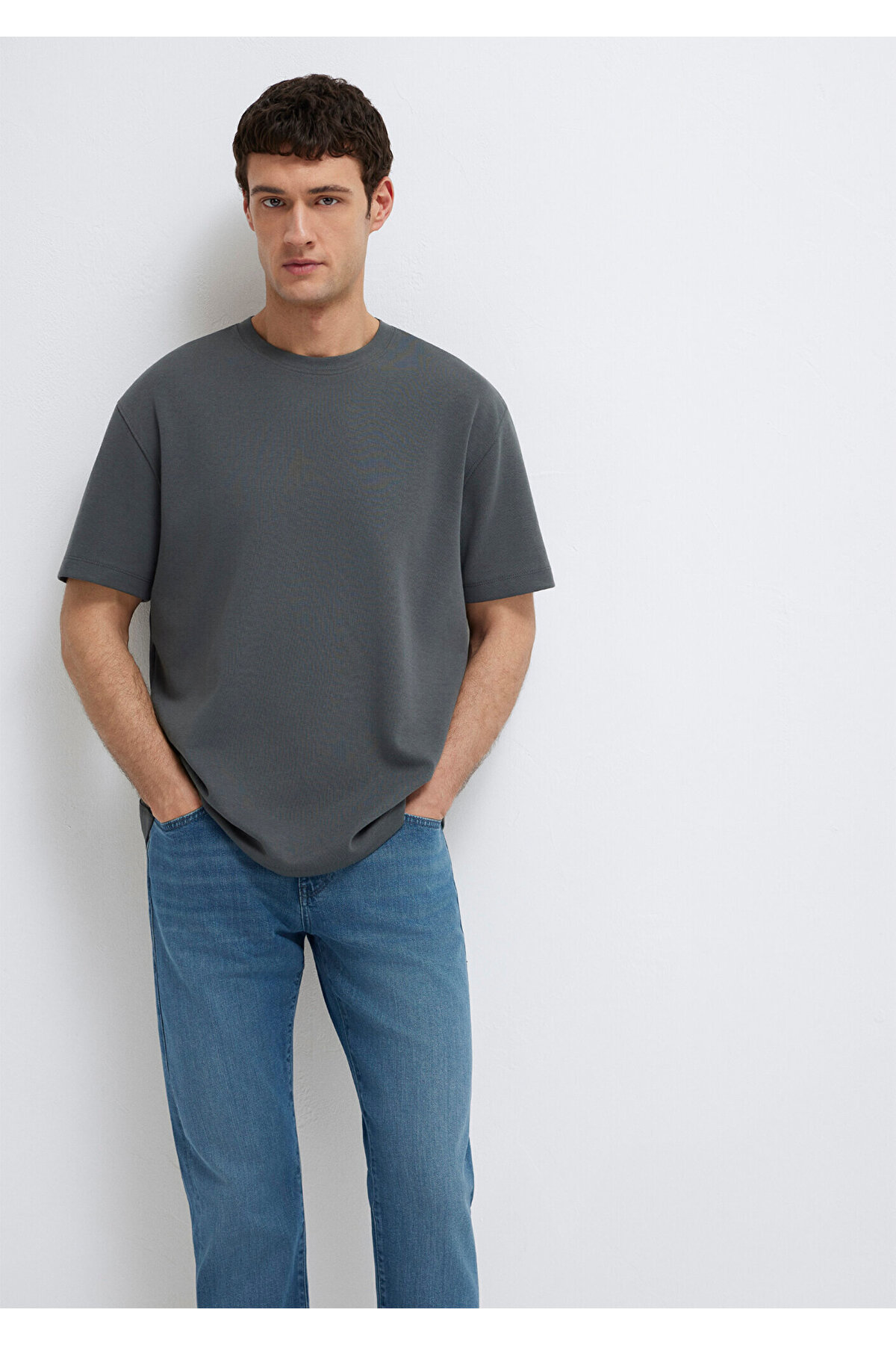 Black Antrasit Tişört Loose Fit / Bol Rahat Kesim 0612731-70088