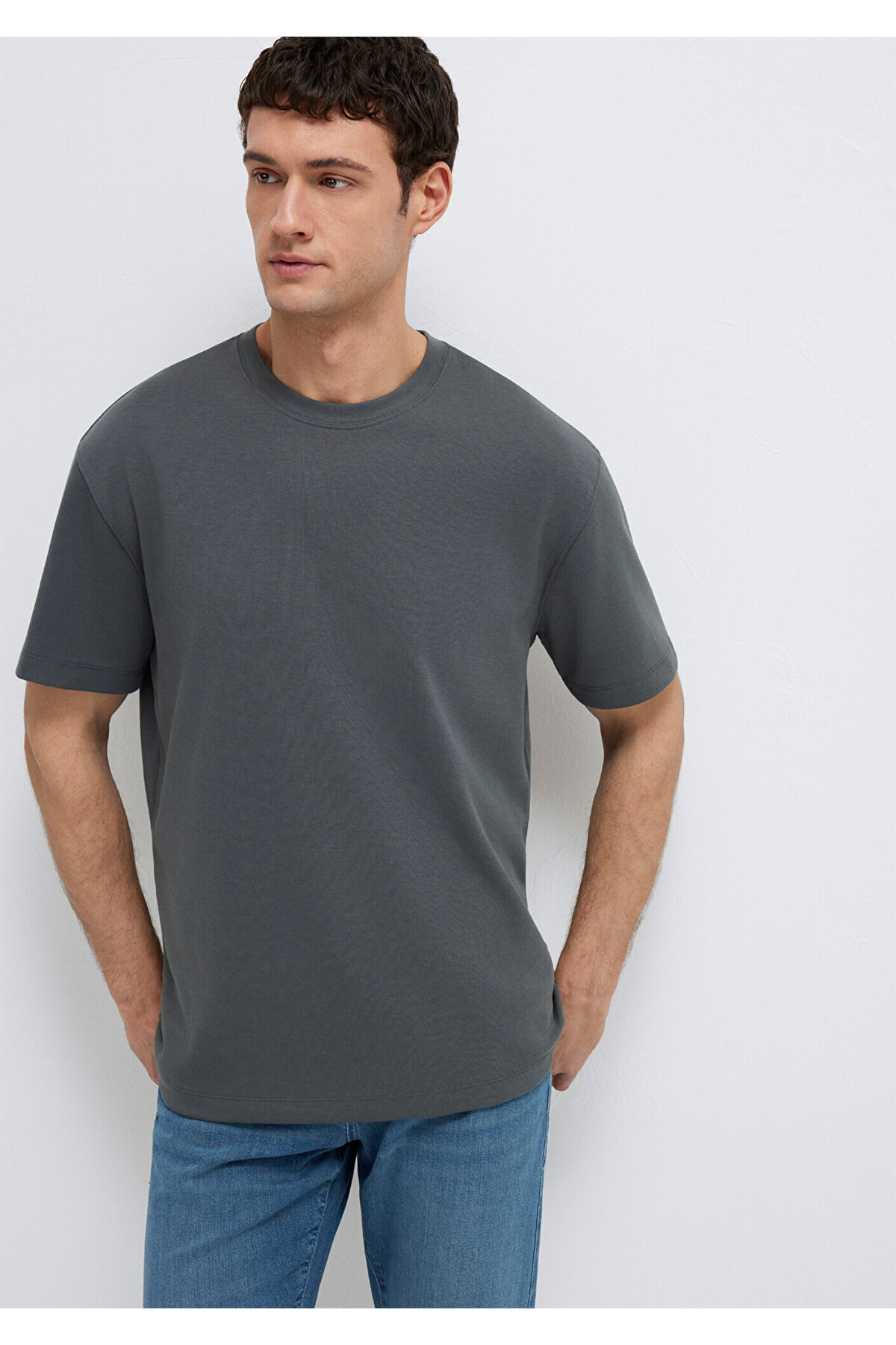 Black Antrasit Tişört Loose Fit / Bol Rahat Kesim 0612731-70088
