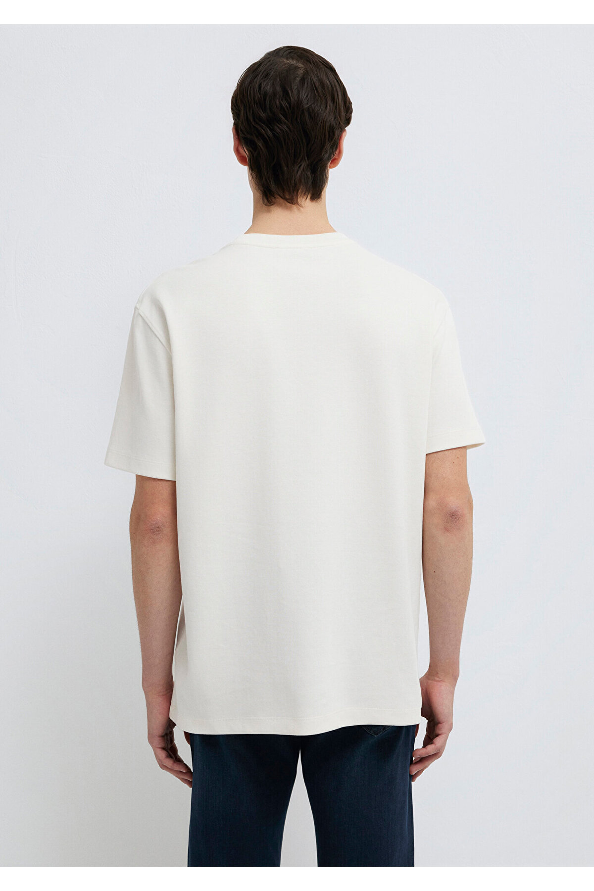 Black Ekru Basic Tişört Loose Fit / Bol Rahat Kesim 0612731-70057