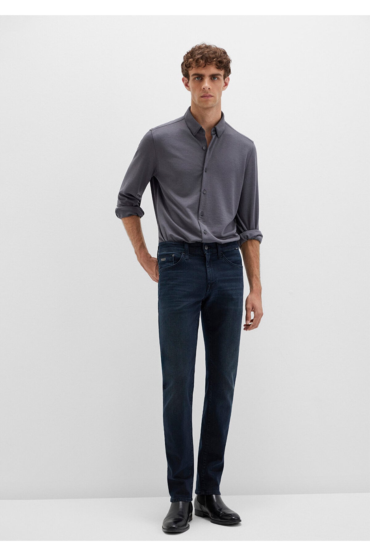 Black Gri Gömlek Slim Fit / Dar Kesim 0211908-85309