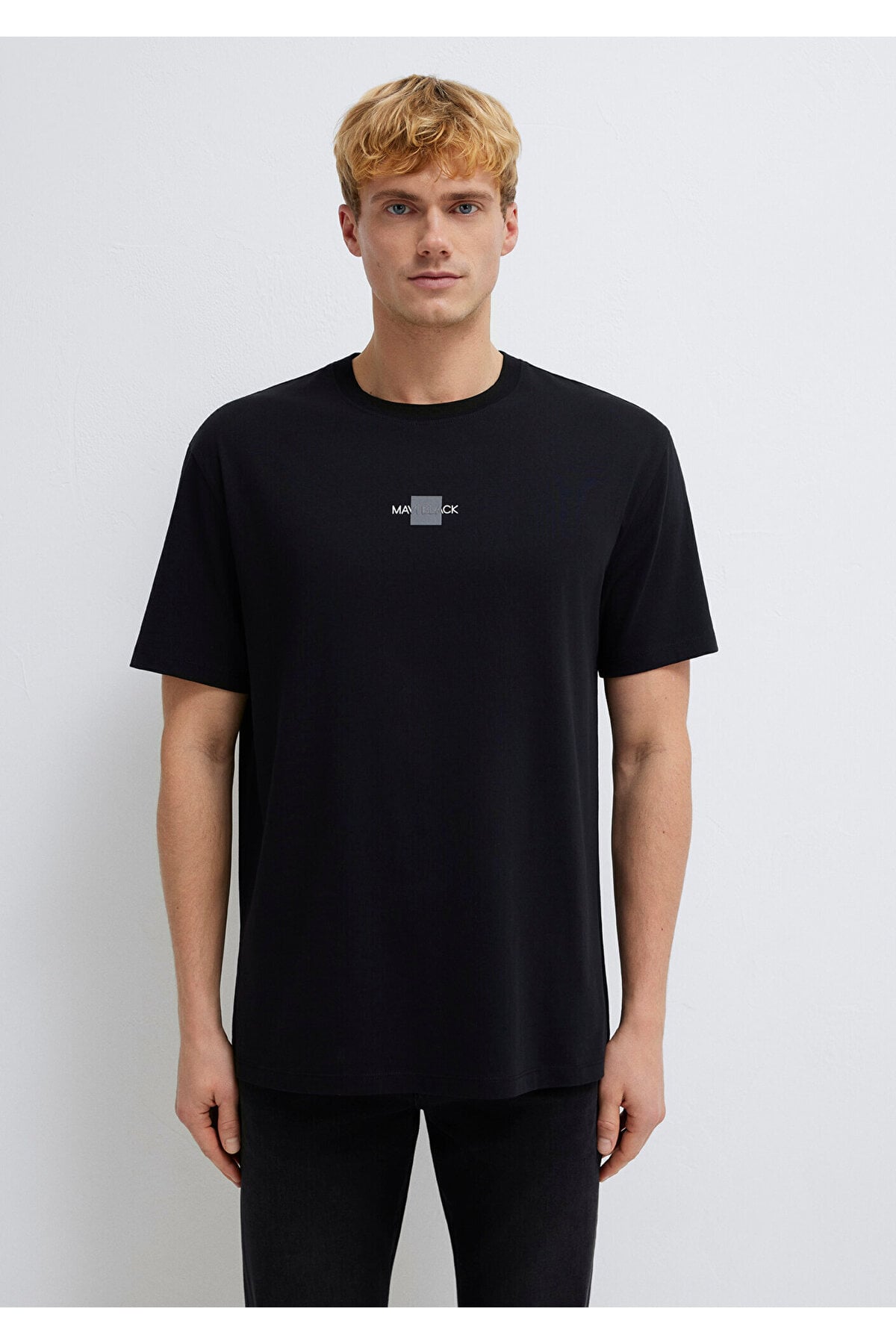 Black Reflektörlü Siyah Tişört Loose Fit / Bol Rahat Kesim 0613132-900