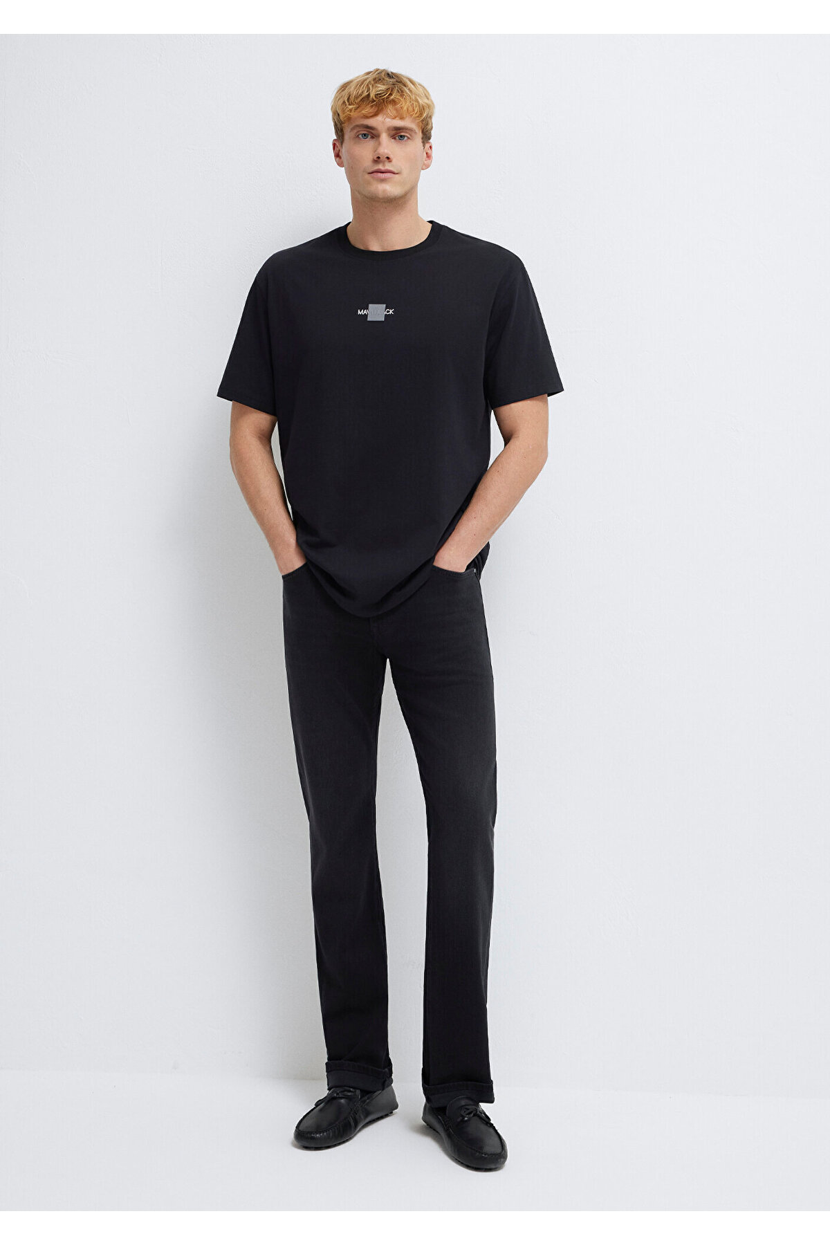 Black Reflektörlü Siyah Tişört Loose Fit / Bol Rahat Kesim 0613132-900