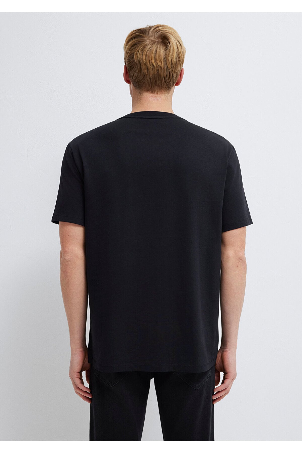 Black Reflektörlü Siyah Tişört Loose Fit / Bol Rahat Kesim 0613132-900