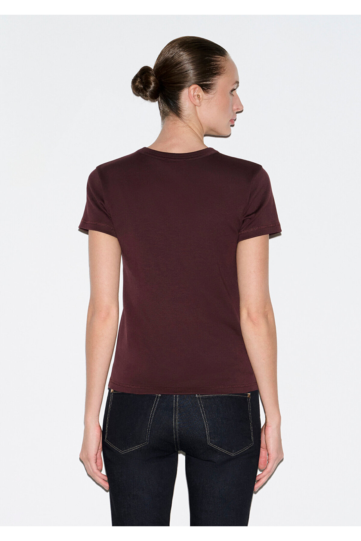 Bordo Basic Tişört Fitted / Vücuda Oturan Kesim 1614065-70223
