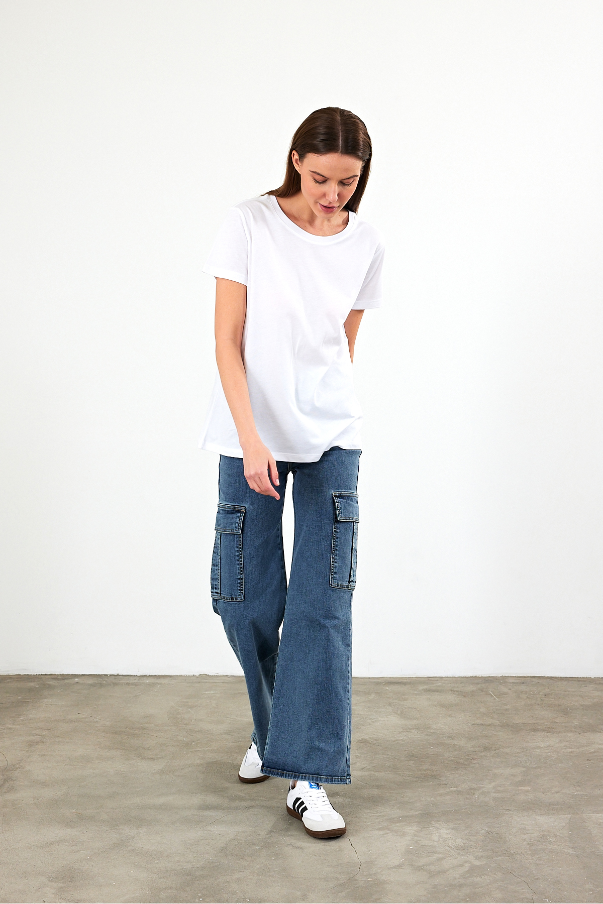 Boyfriend Bisiklet Yaka Regular Fit Modal Tişört(TENCEL)(TM) - BEYAZ