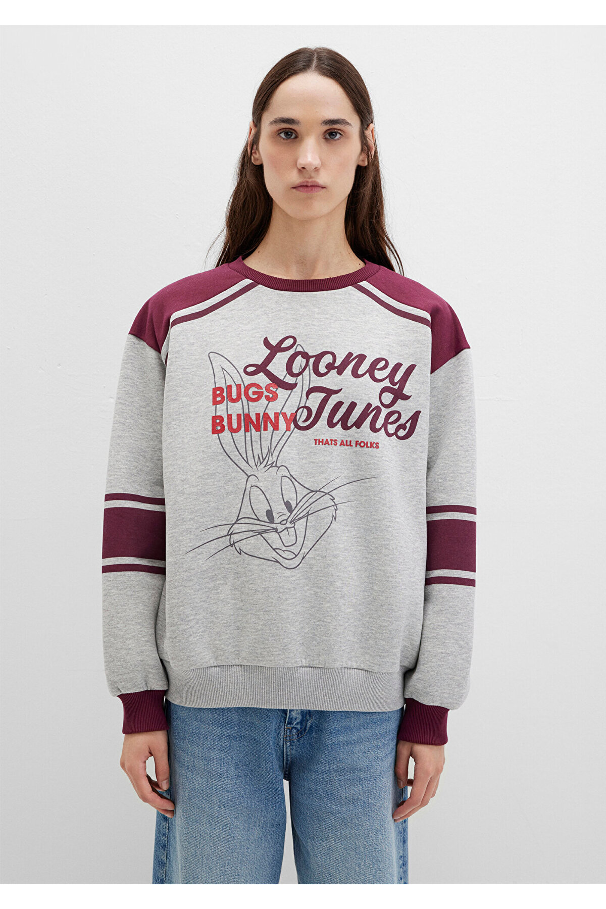 Bugs Bunny Baskılı Gri Sweatshirt 1S10464-83096