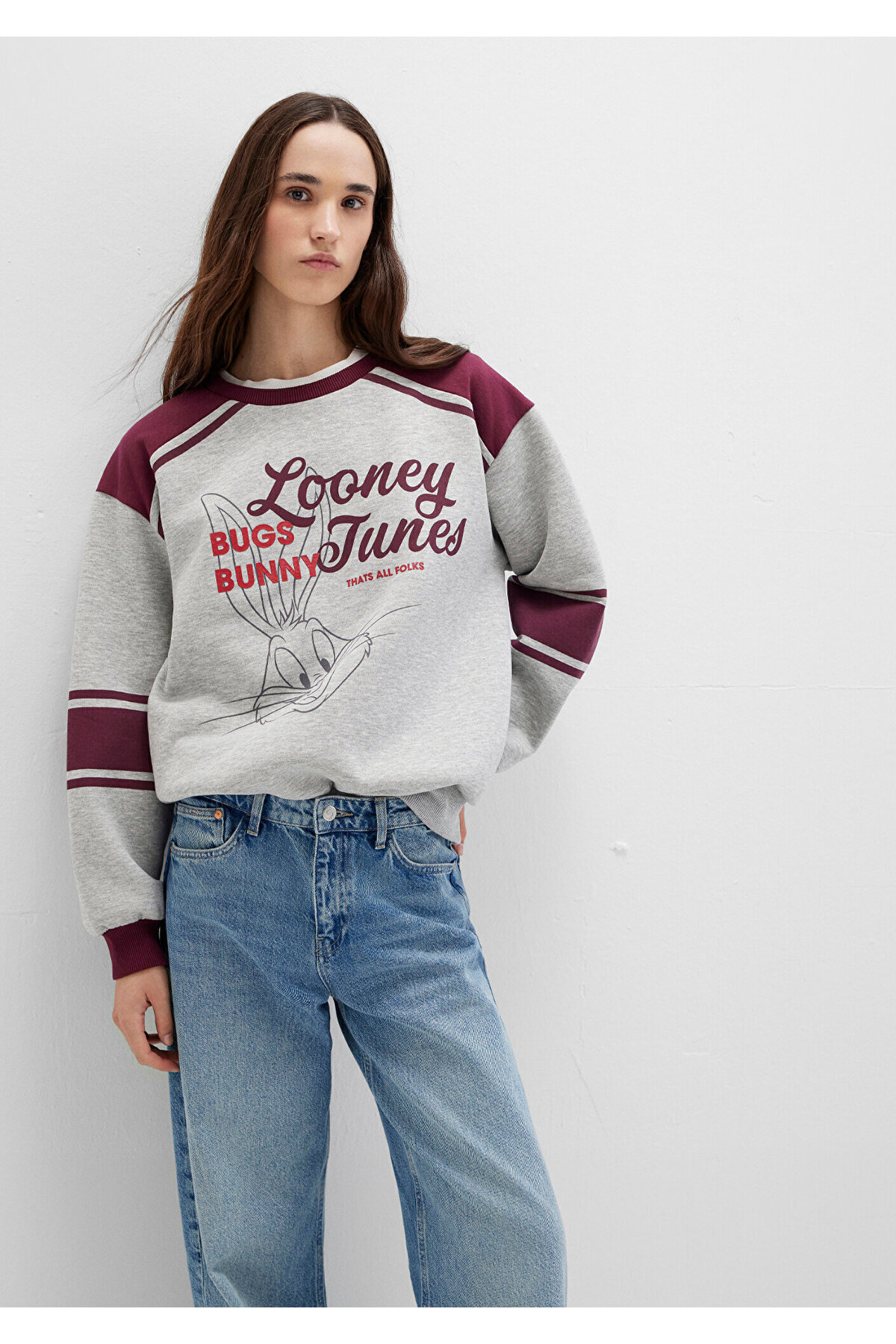 Bugs Bunny Baskılı Gri Sweatshirt 1S10464-83096