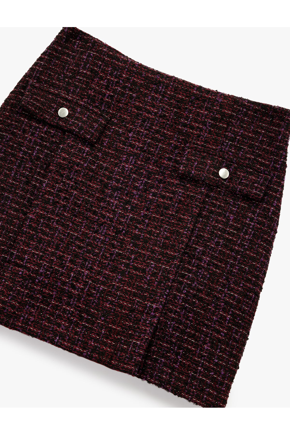 Cep Detaylı Düğmeli A Kesim Slim Fit Tüvit Mini Etek