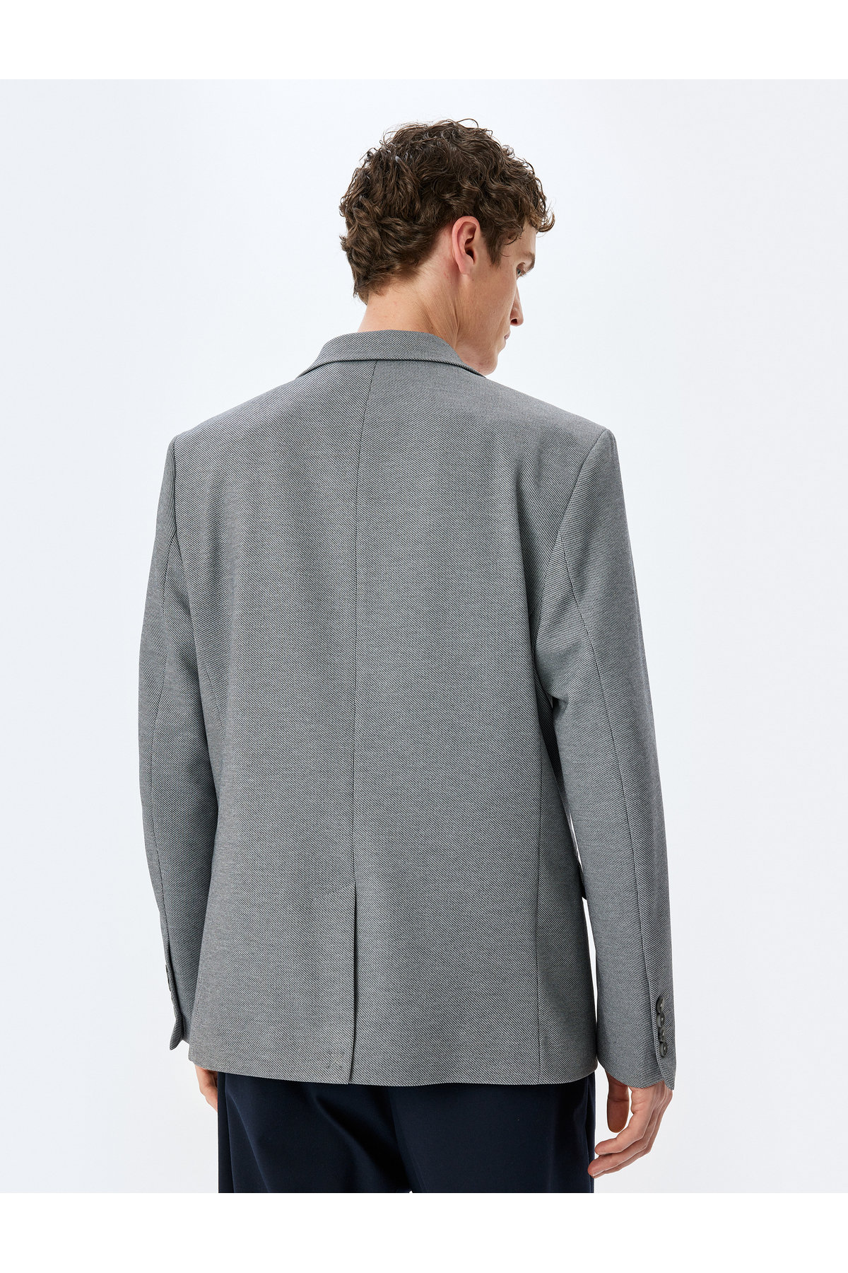Cep Detaylı Pamuk Karışımlı Mono Yaka Slim Fit Blazer Ceket