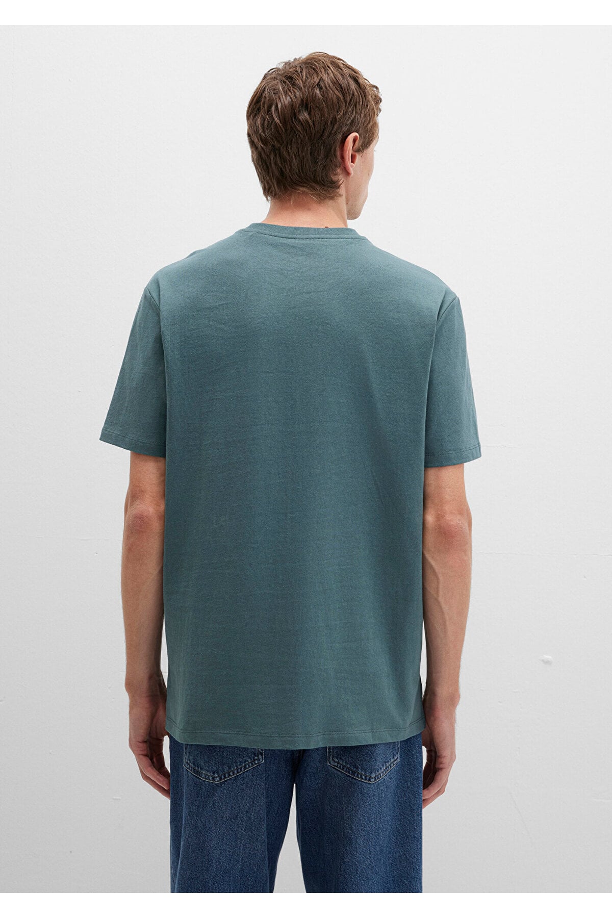 Cep Detaylı Yeşil Basic Tişört Loose Fit / Bol Rahat Kesim 066248-71577