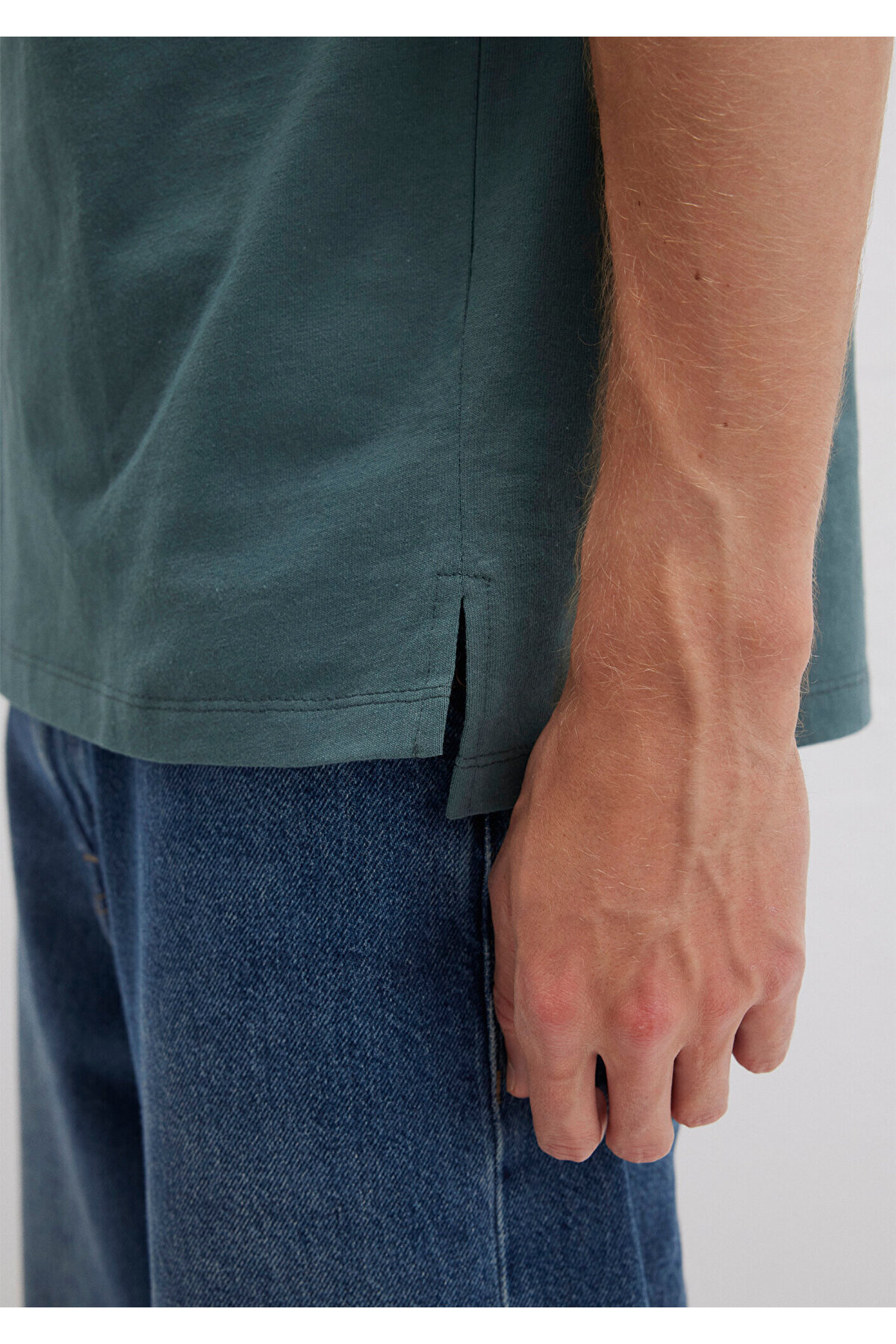 Cep Detaylı Yeşil Basic Tişört Loose Fit / Bol Rahat Kesim 066248-71577