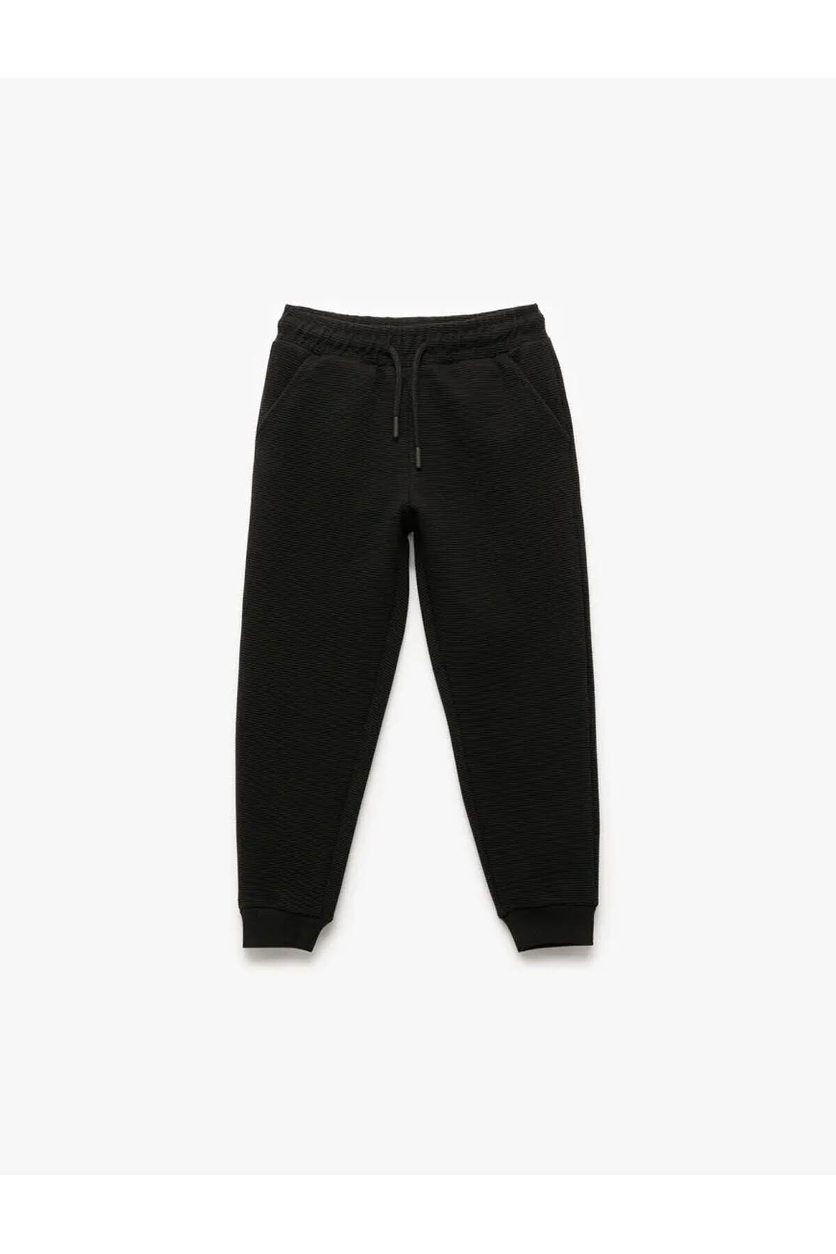 Cepli Beli Bağcıklı Basic Jogger Siyah Erkek Çocuk Eşofman Altı 6Wkb40075Tk