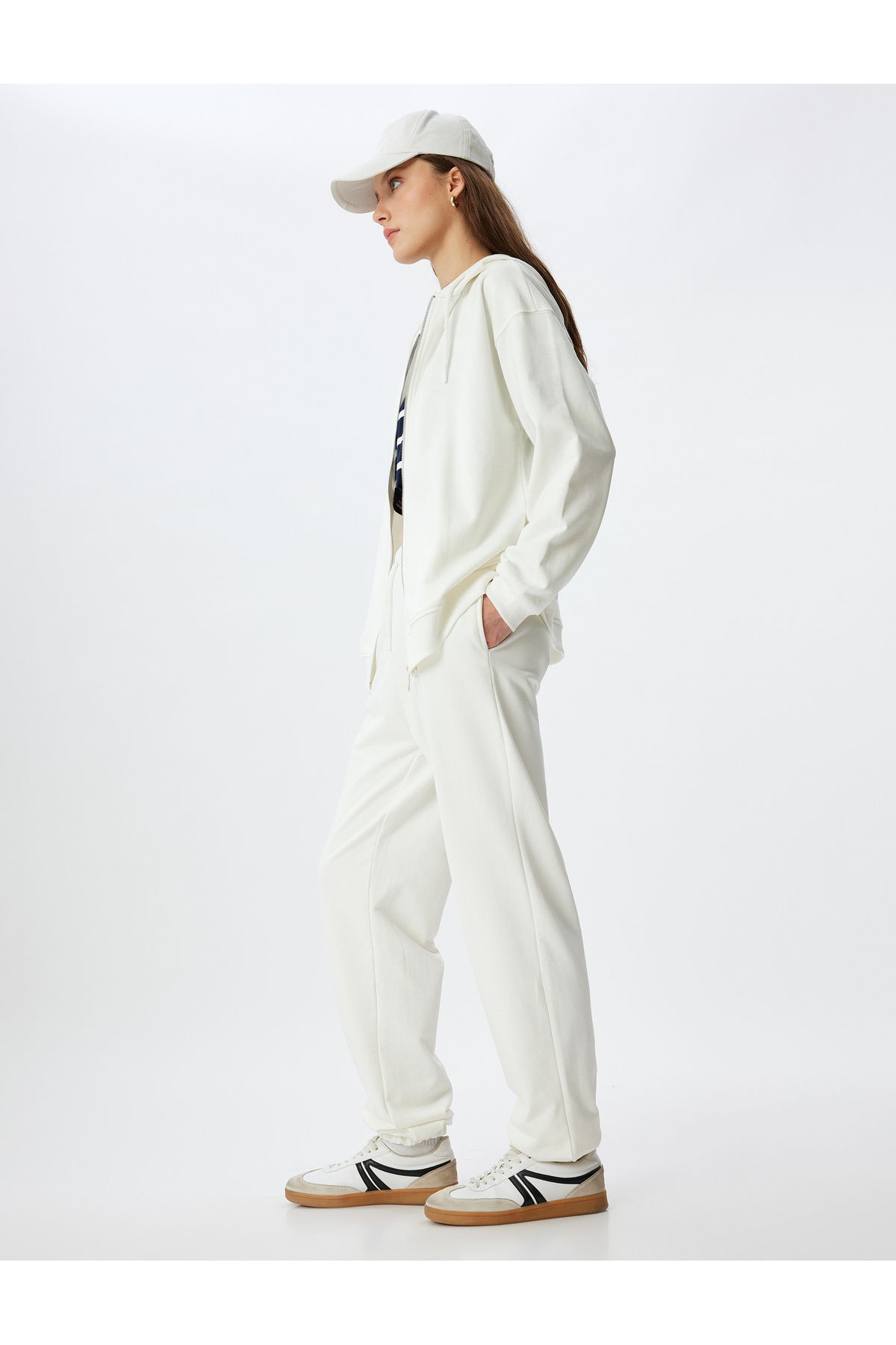 Cepli Beli Bağlamalı Üç İplik Jogger Eşofman Altı