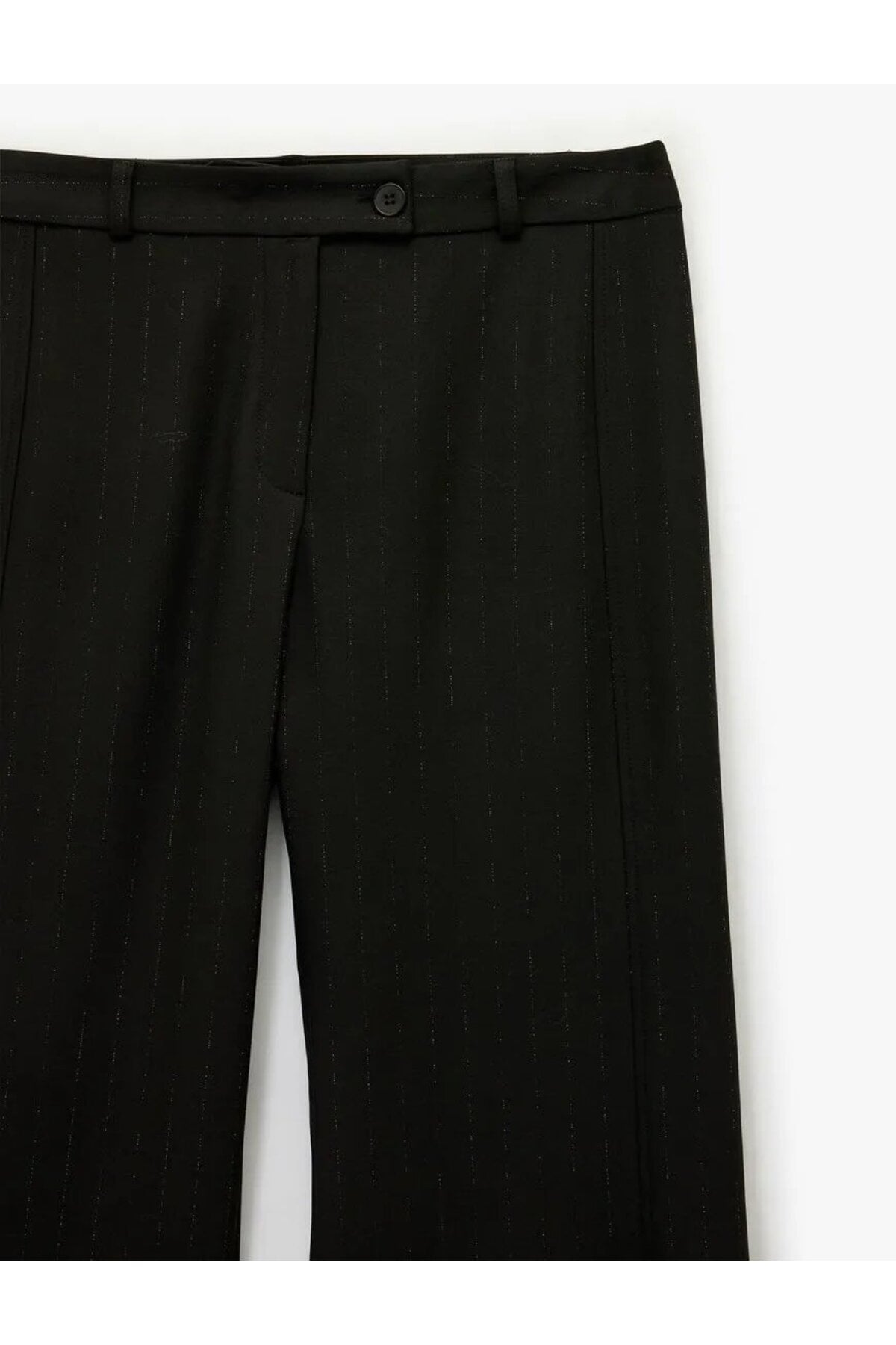 Cepli Çizgili Parıltılı Geniş Paça Kumaş Pantolon