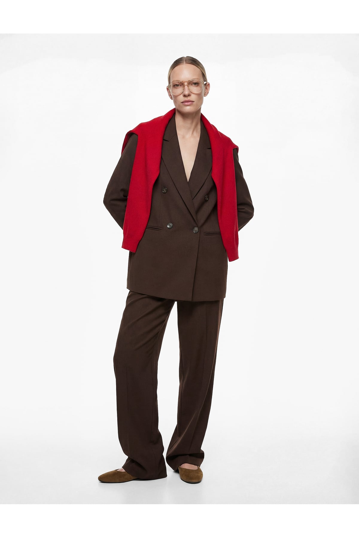 Cepli Düğmeli Uzun Kollu Kruvaze Blazer Ceket