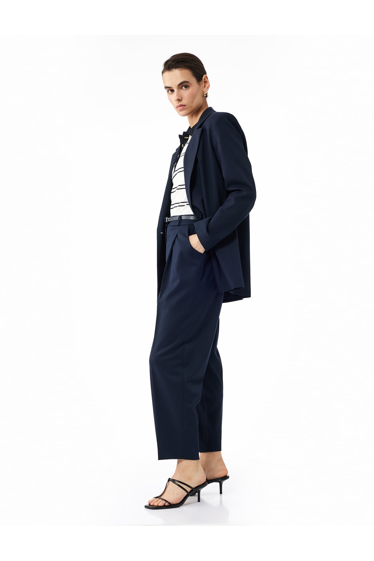 Cepli Kemerli Yüksek Bel Oversize Cigarette Pantolon