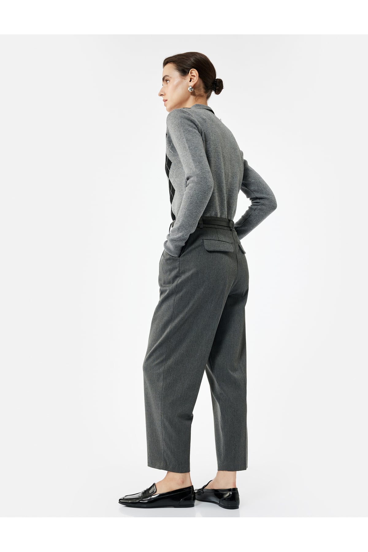 Cepli Kemerli Yüksek Bel Oversize Cigarette Pantolon