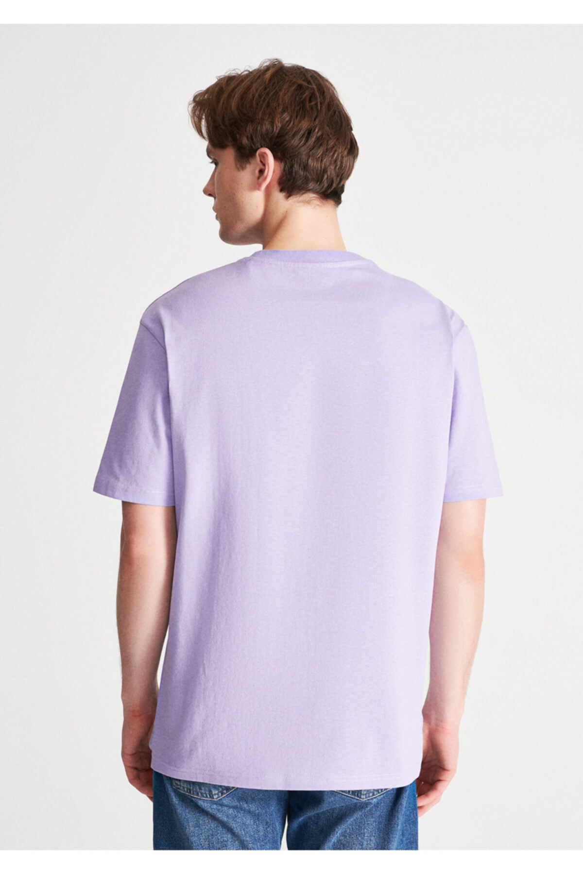 Cepli Lila Basic Tişört Loose Fit / Bol Rahat Kesim 066248-70542