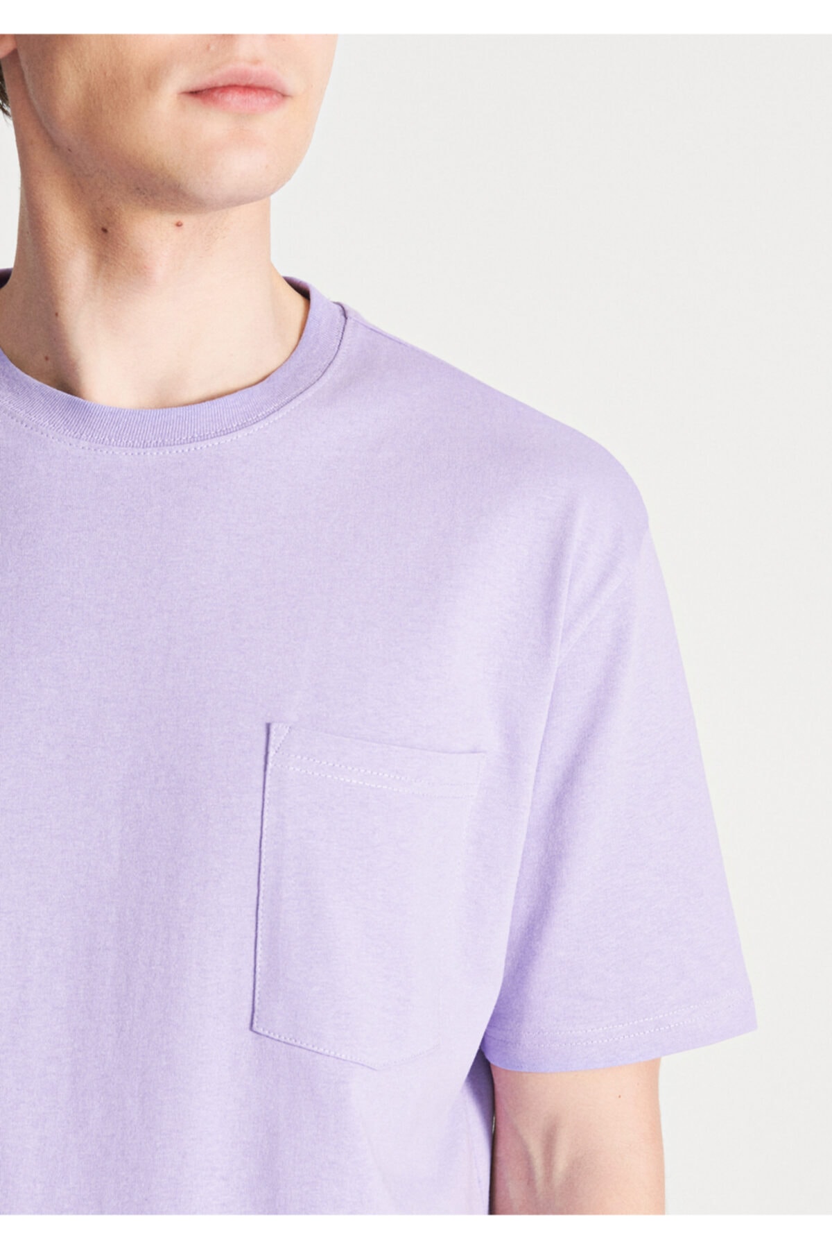 Cepli Lila Basic Tişört Loose Fit / Bol Rahat Kesim 066248-70542